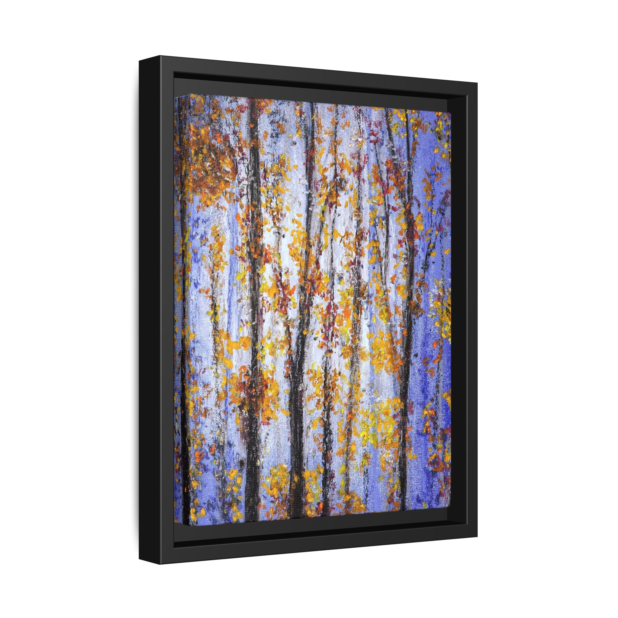 Framed Matte Canvas Art – Autumn Aspen Trees Wall Print