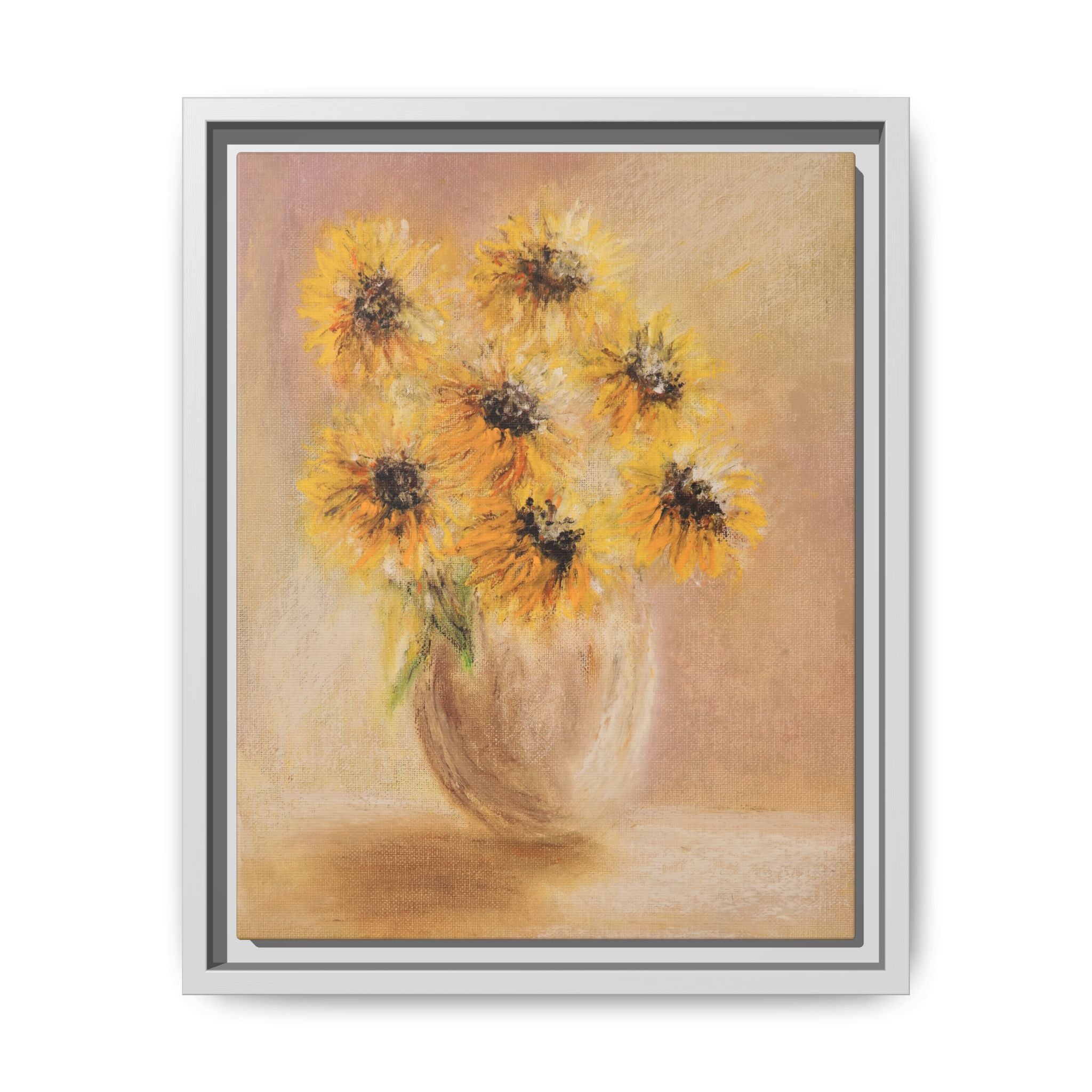 Framed Sunflower Vase — Matte Canvas Wall Art