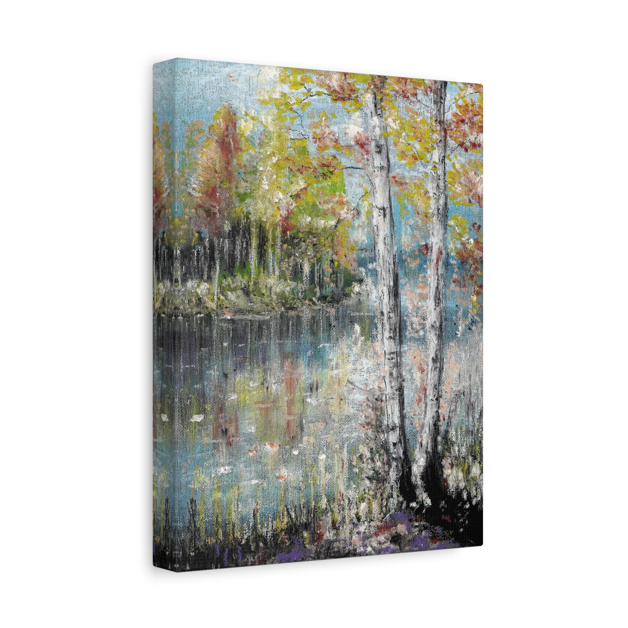 Trees by the Lake – Matte Stretched Canvas Wall Art