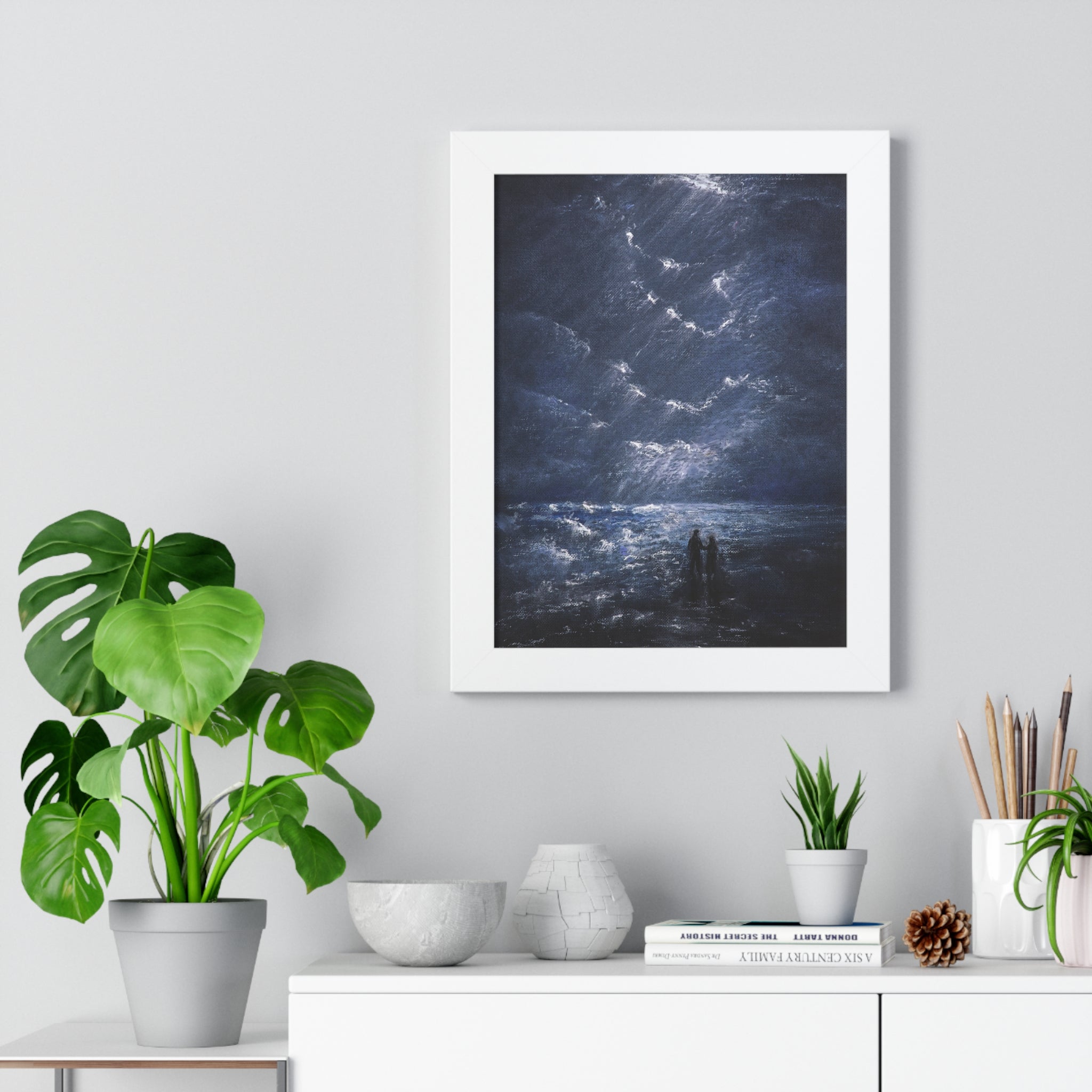 Framed Poster -Couple on Shore at Night