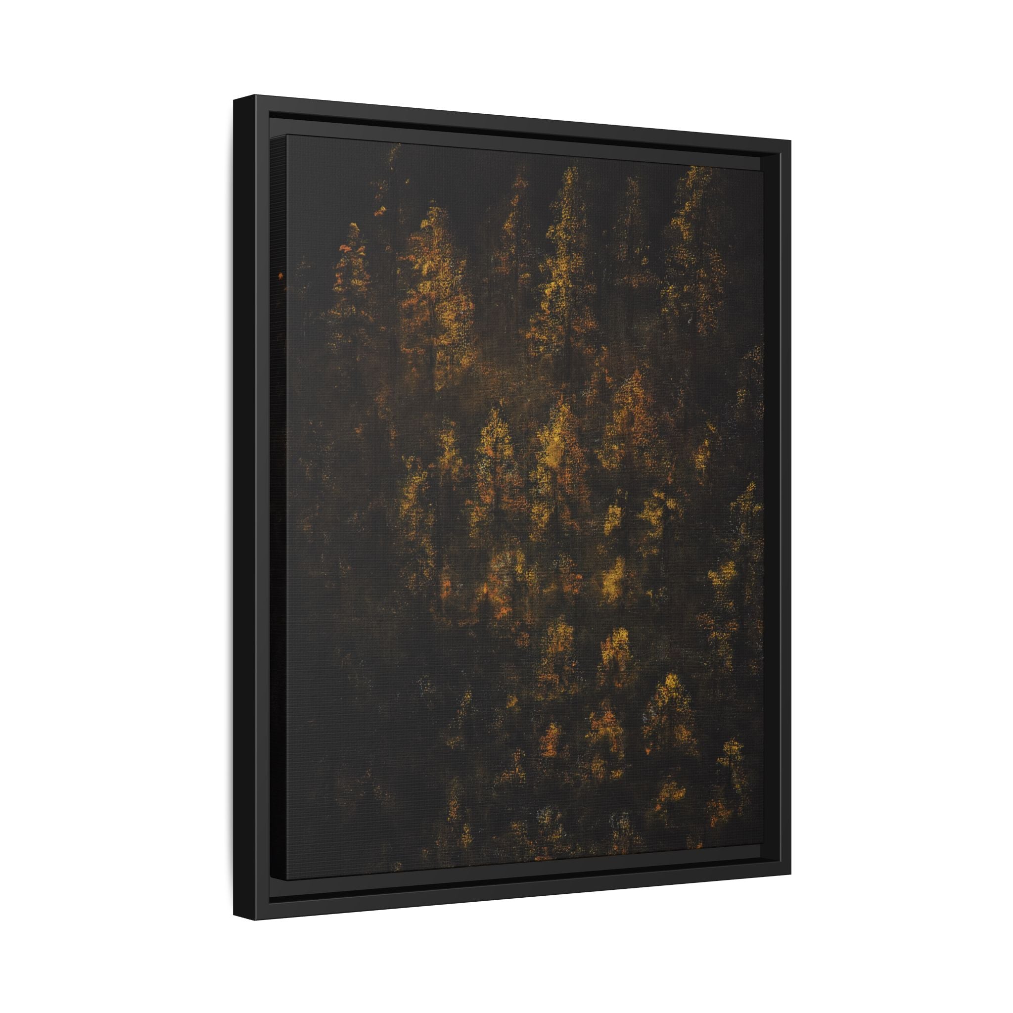 Framed Matte Canvas Forest Print — Golden Autumn Trees Wall Art