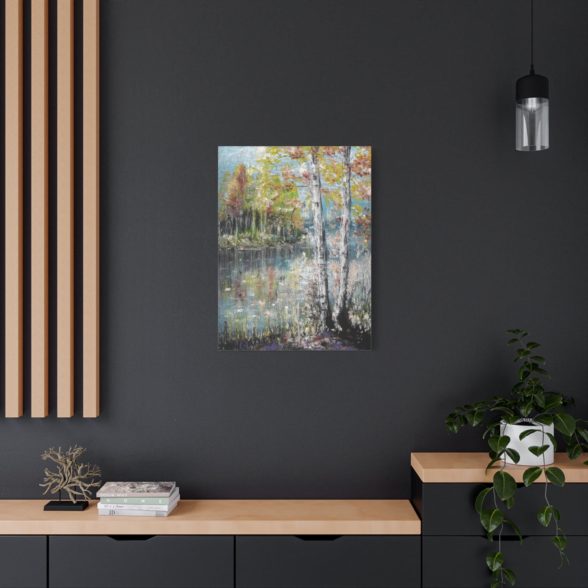 Trees by the Lake – Matte Stretched Canvas Wall Art