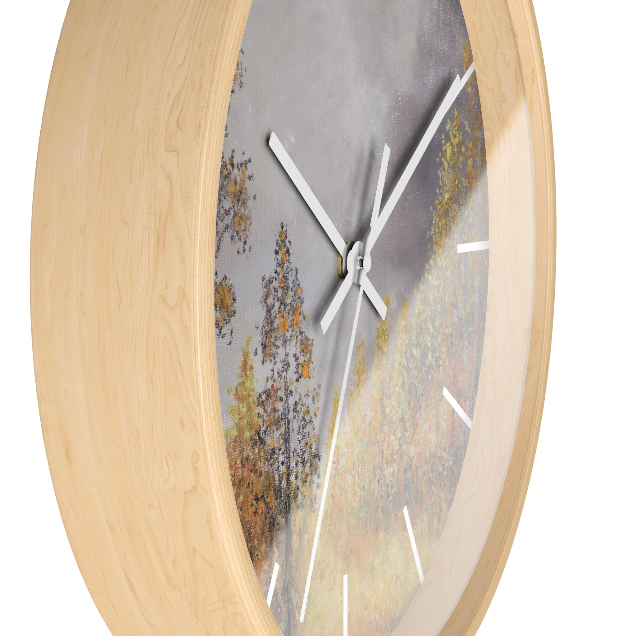 Autumn Meadow Wall Clock — Rustic Fall Landscape Home Decor