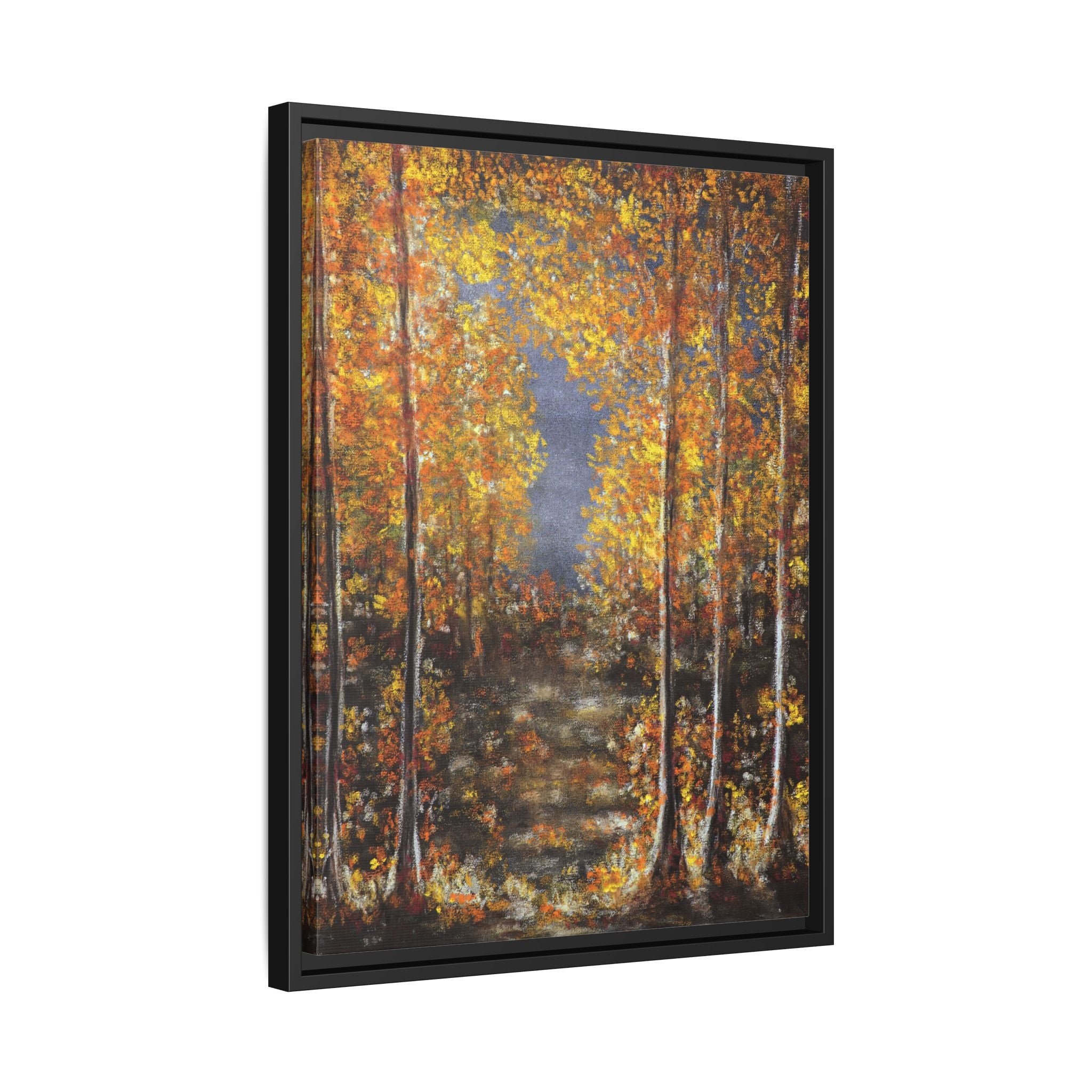 Framed Canvas Art - Autumn Forest Trees Landscape