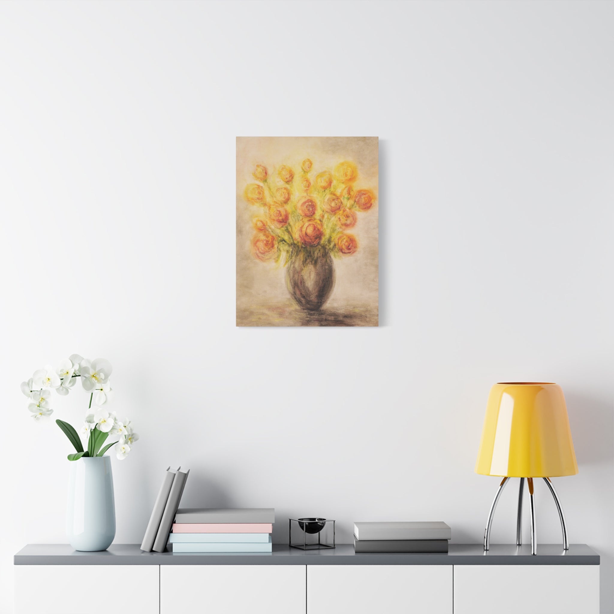 Matte Canvas Print - Golden Rose Bouquet Wall Art (Stretched 1.25")