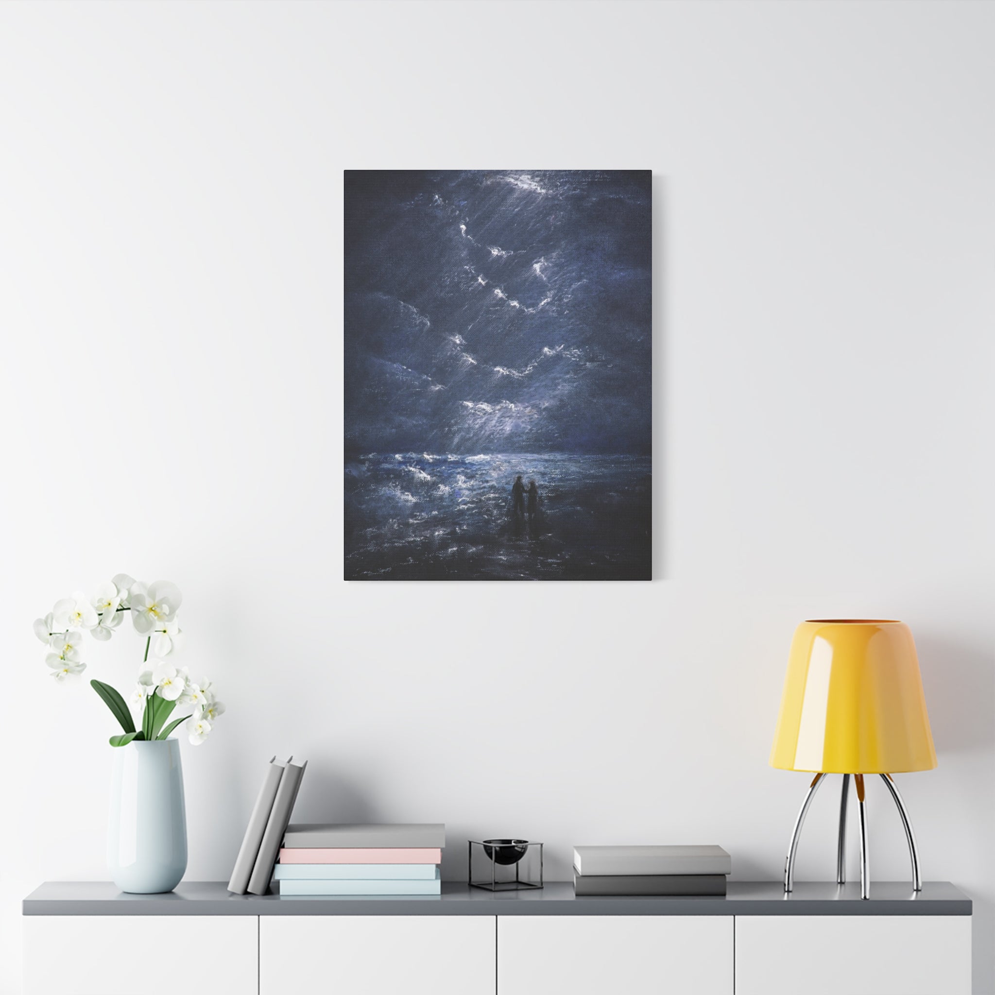 Couple on Shore at Night, Matte Stretched Wall Decor