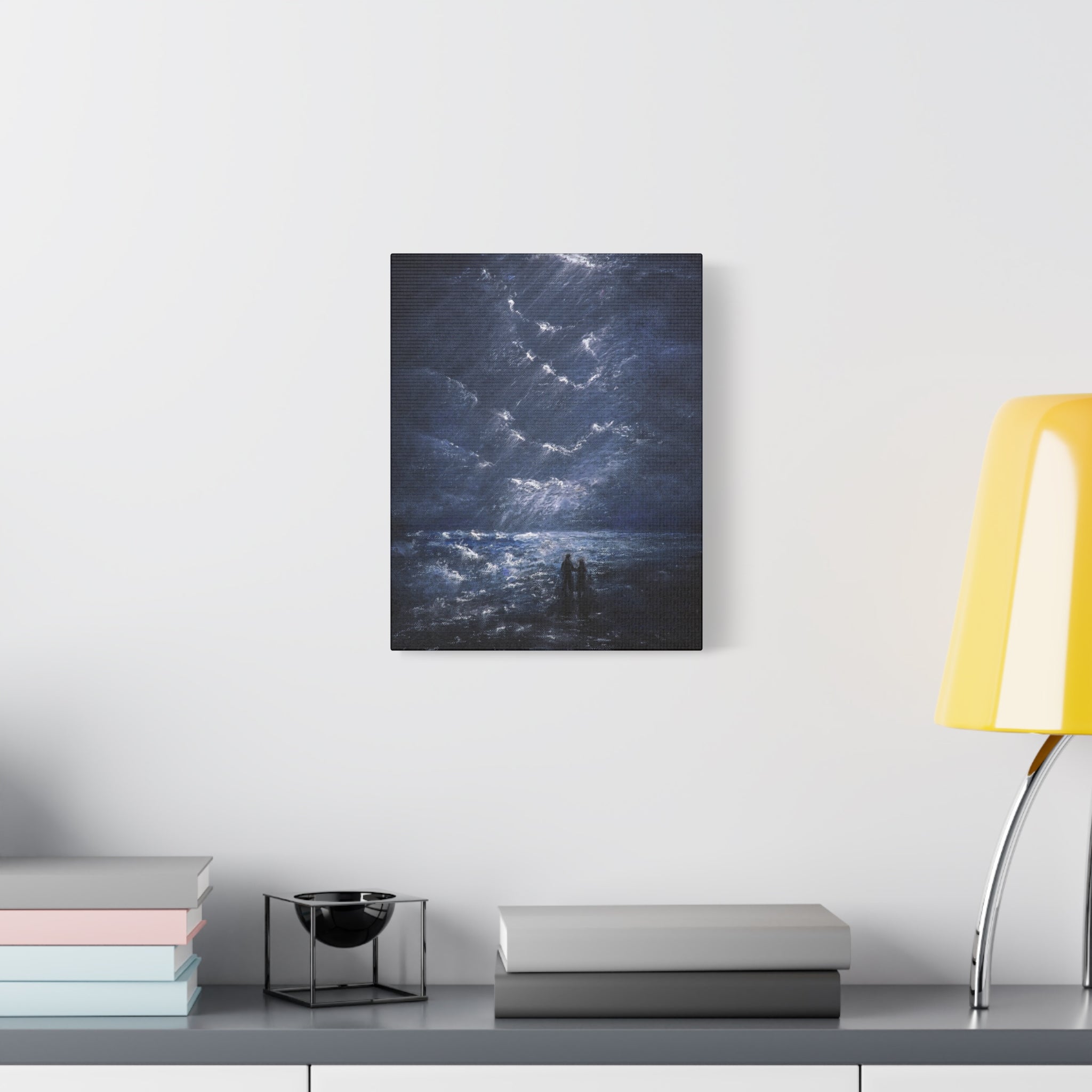 Couple on Shore at Night, Matte Stretched Wall Decor