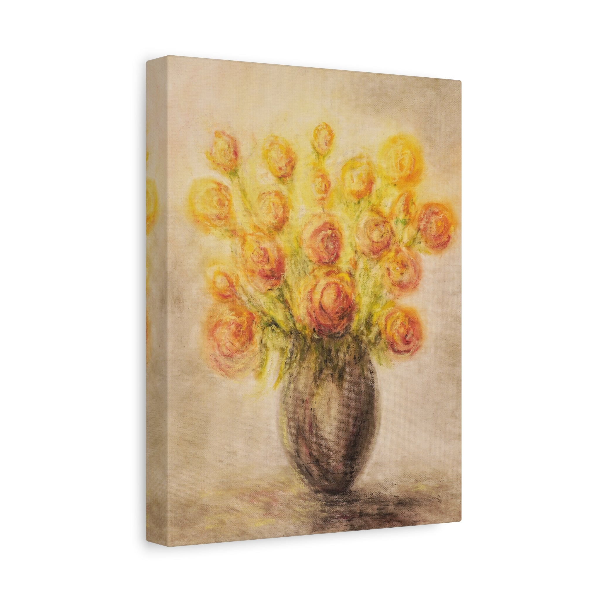 Matte Canvas Print - Golden Rose Bouquet Wall Art (Stretched 1.25")