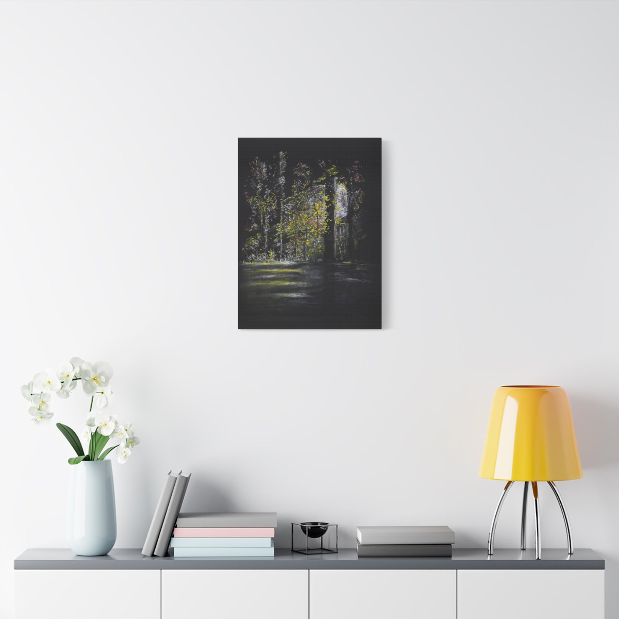 Matte Canvas - Moonlit Forest Landscape Stretched Art Print