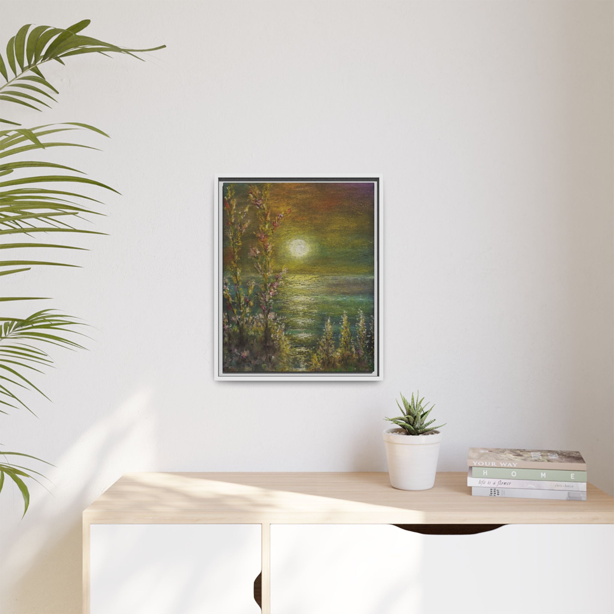 Framed Matte Canvas Print — Tranquil Moonlit Seascape