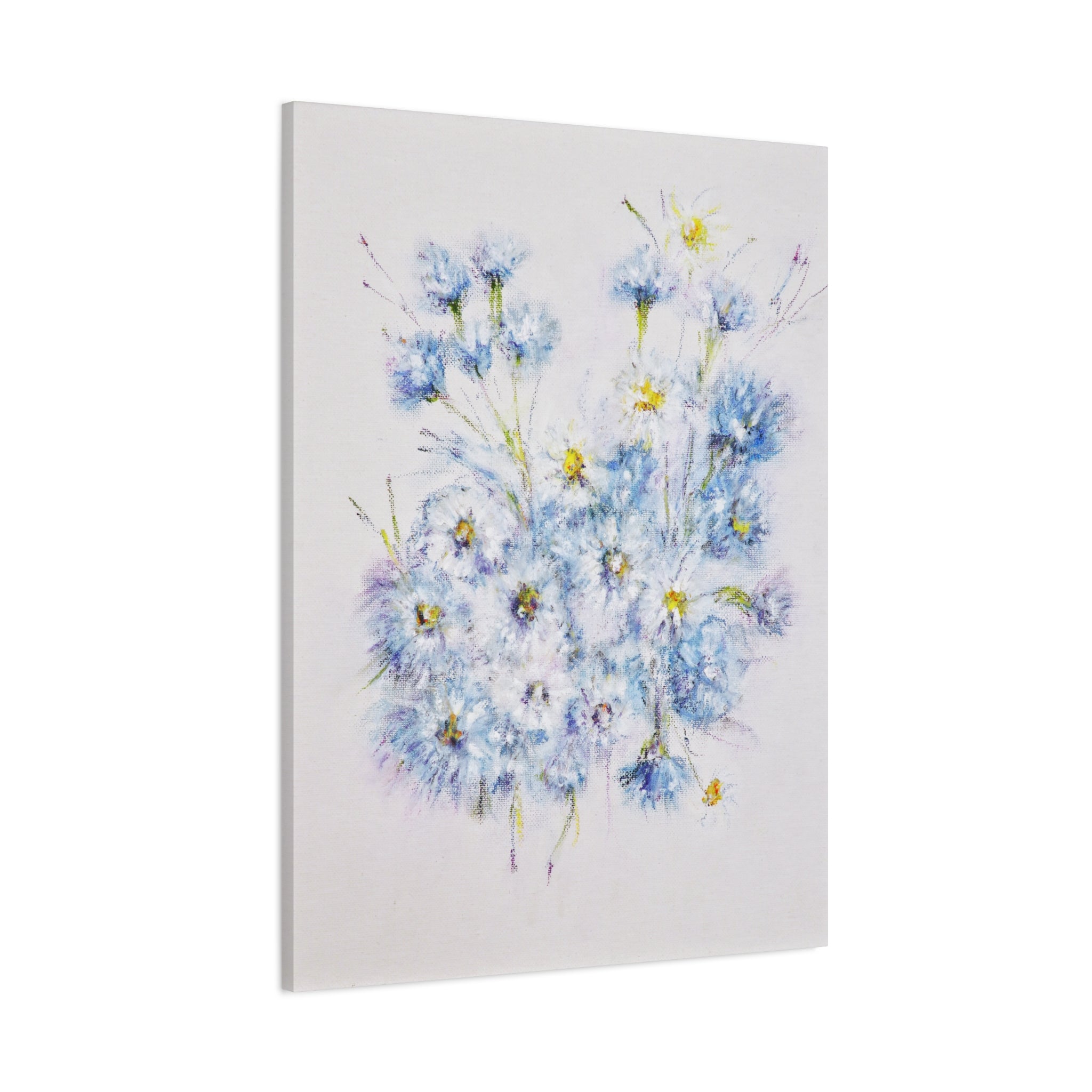 Blue Wildflower Bouquet Matte Canvas Wall Art — Stretched 1.25"