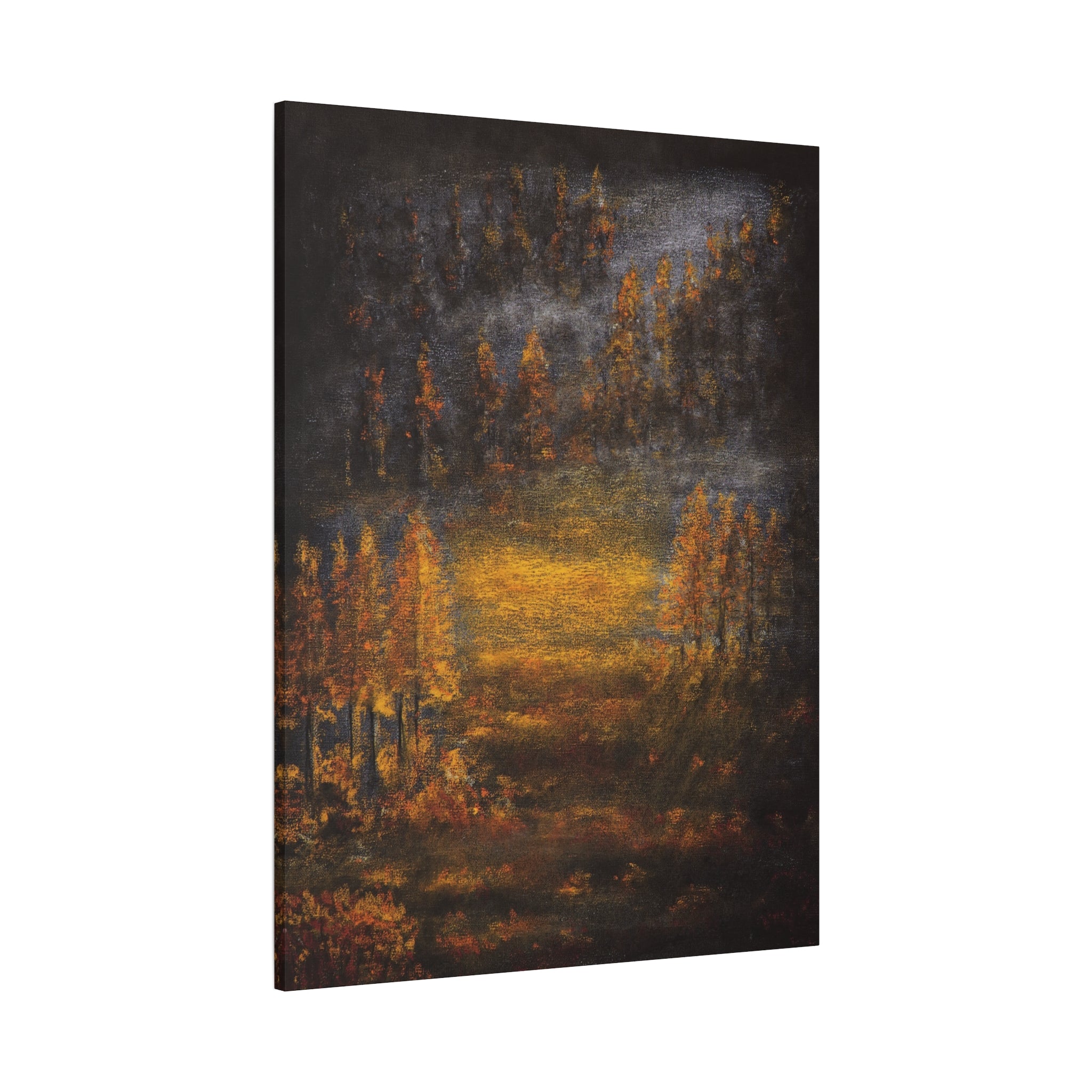 Autumn Mist Canvas Wall Art — Golden Forest Landscape, Matte Stretched Print