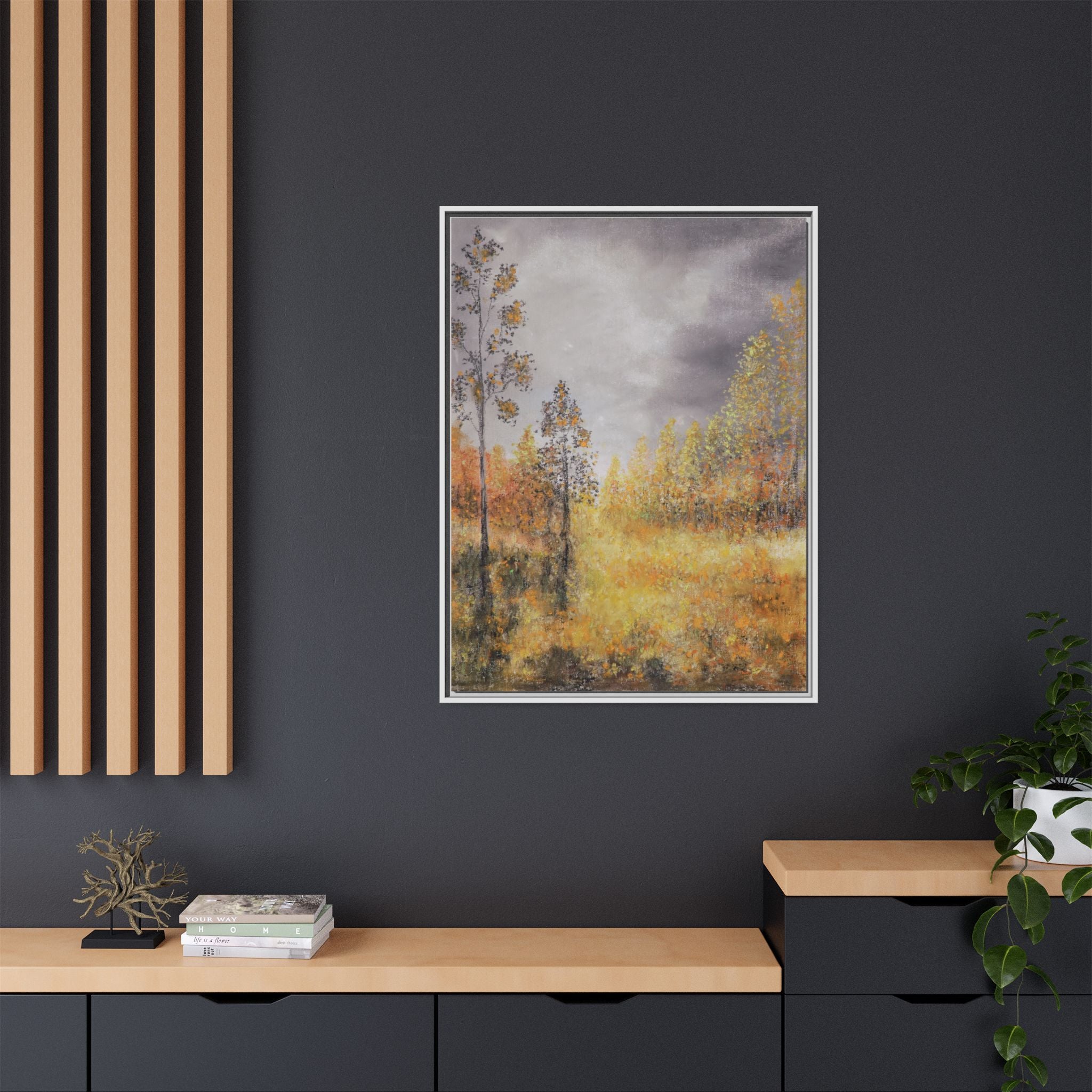 Autumn Meadow - Framed Autumn Landscape Canvas Print
