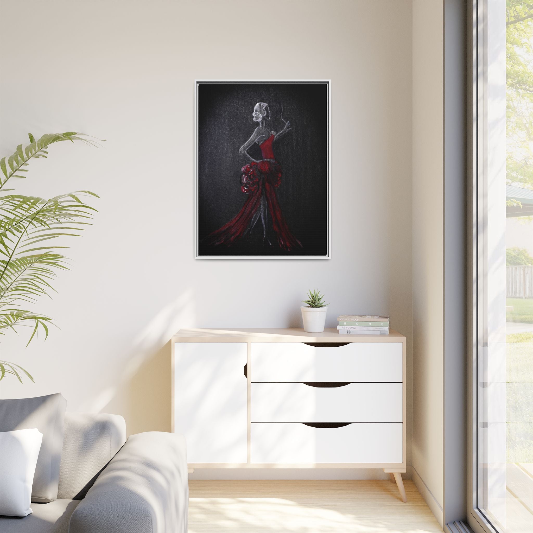 Framed Matte Canvas - Red Flamenco Dancer Art Print