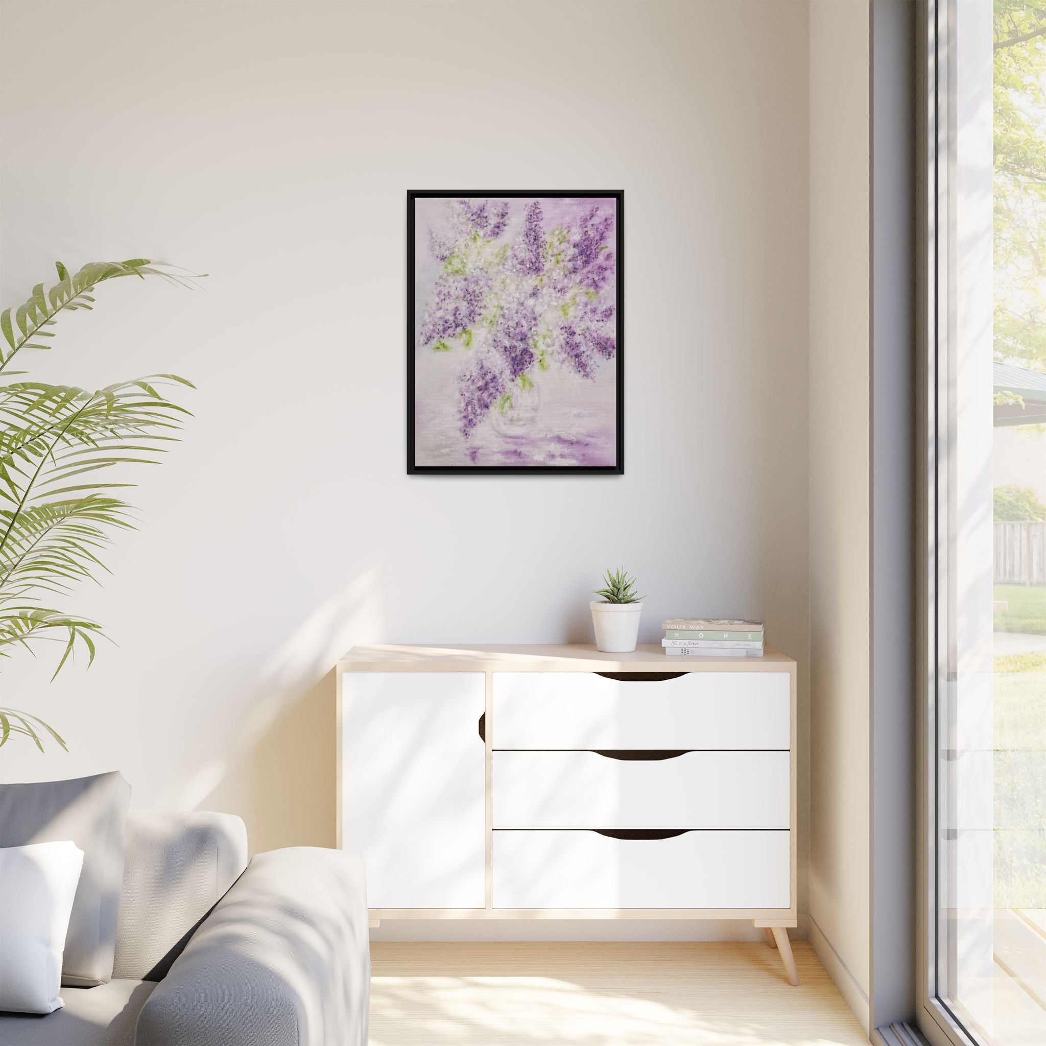 Framed Lilac Canvas Print — Matte Floral Wall Art
