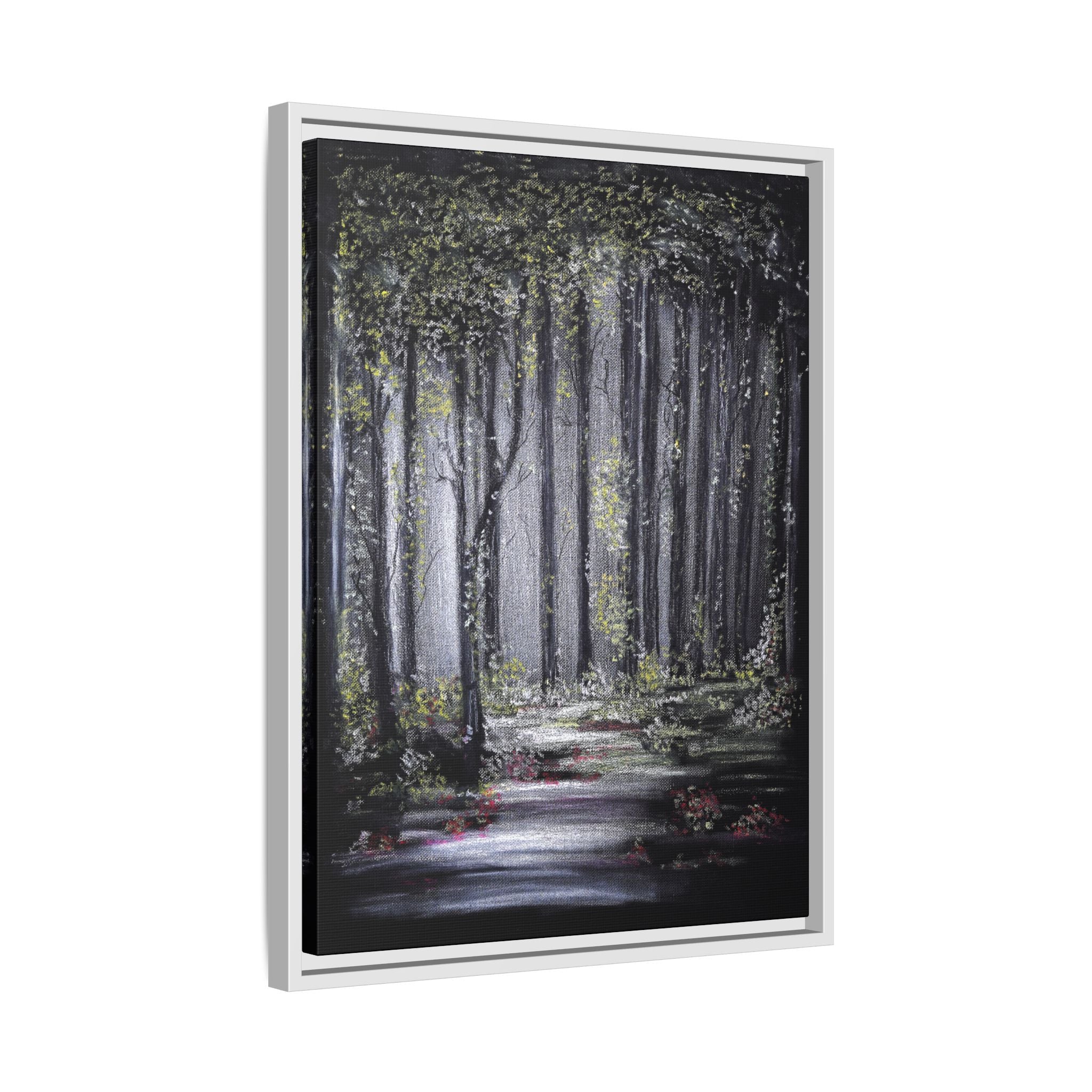 Framed Forest Path Matte Canvas Print — Serene Woodland Wall Art