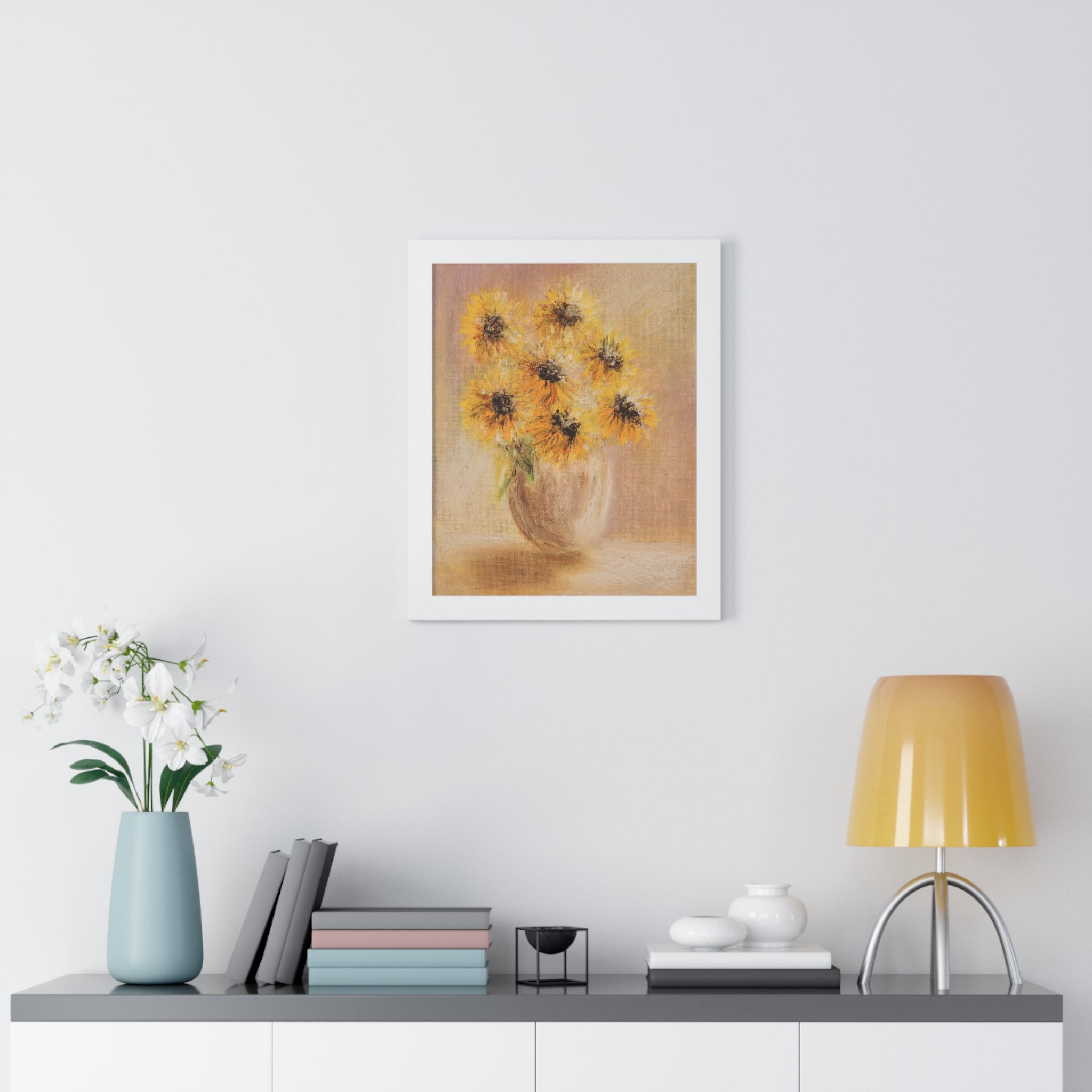 Framed Poster – Sunflower Vase Wall Art (Vertical)