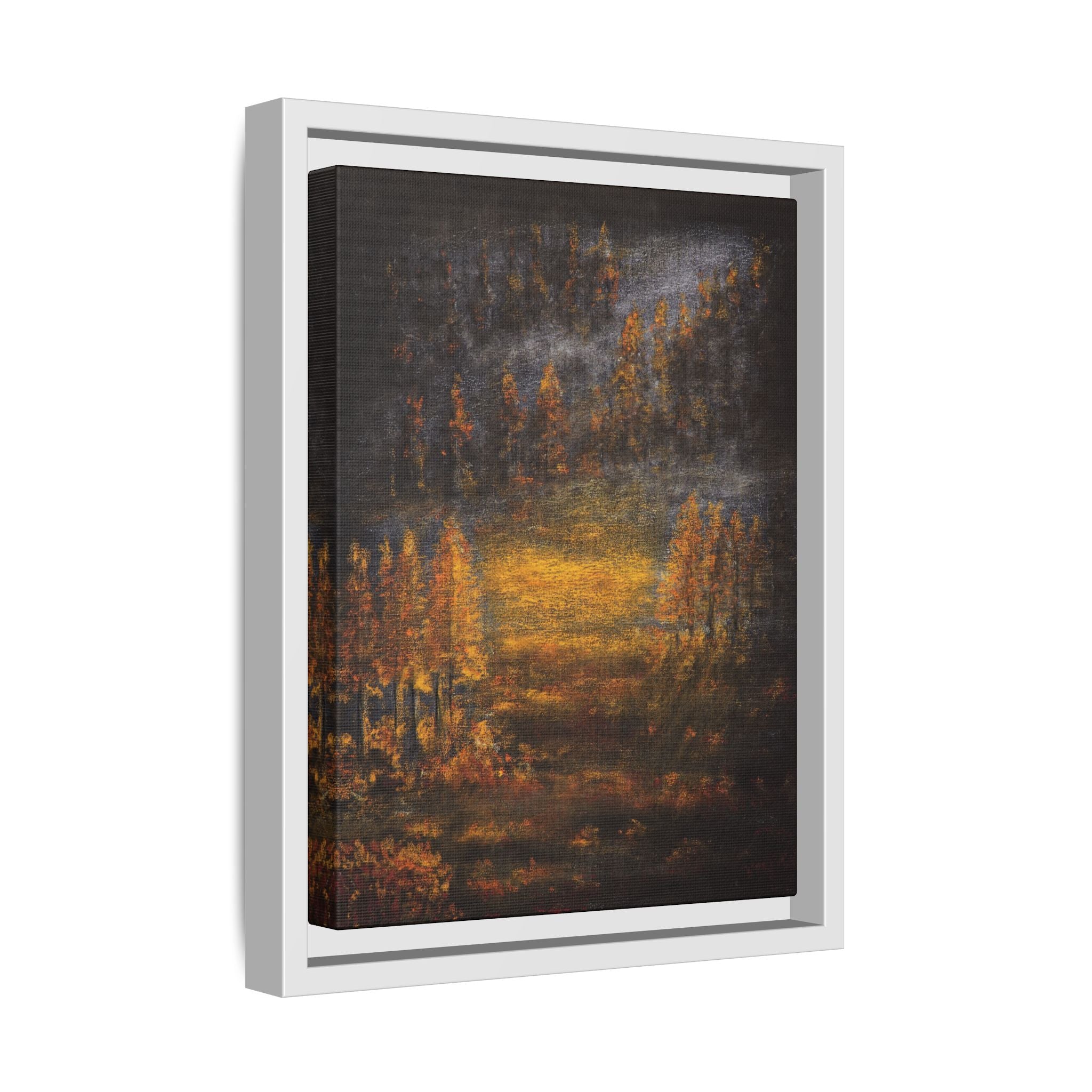 Autumn Glow Landscape - Framed Matte Canvas Wall Art