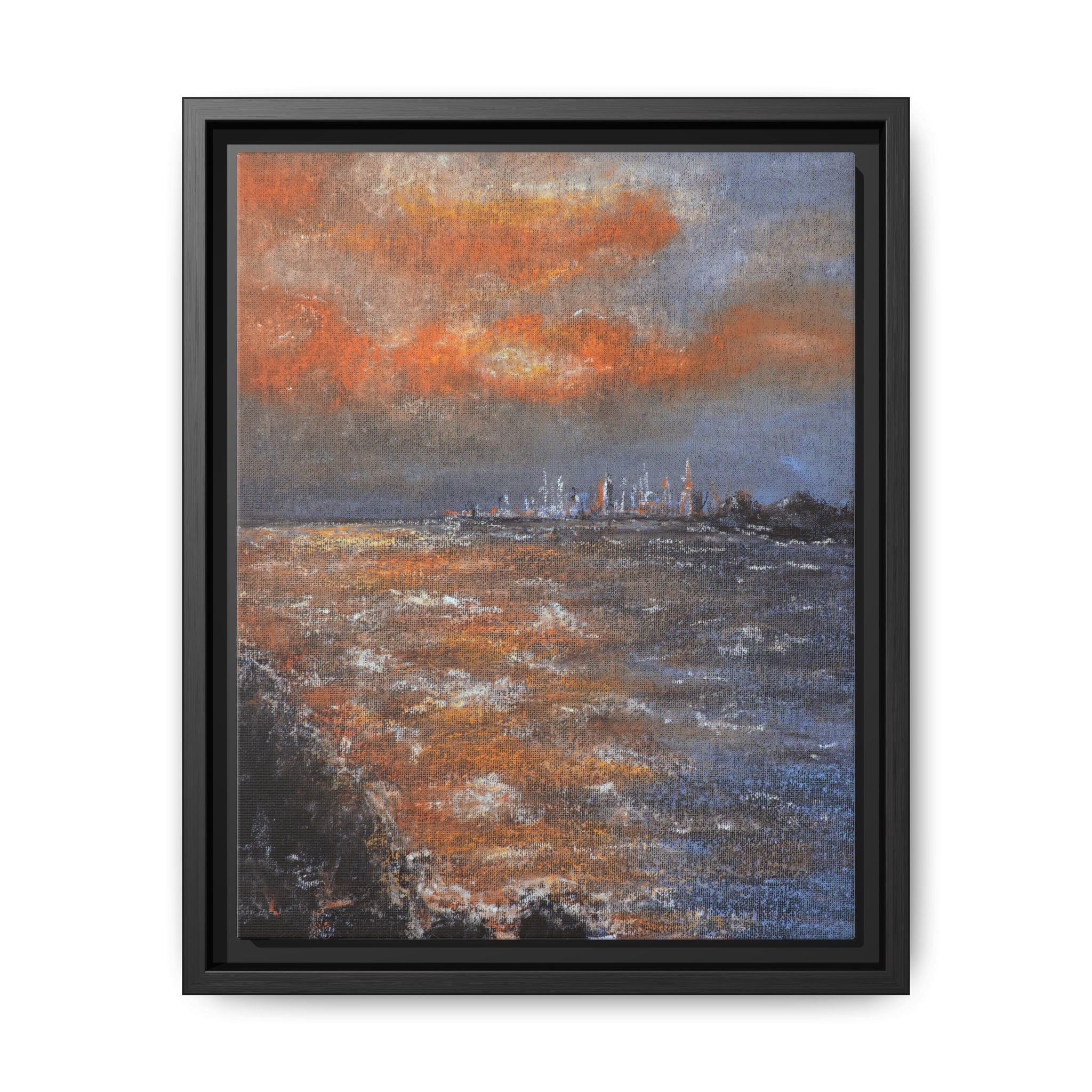 Framed Matte Canvas Print — Coastal Sunset Seascape
