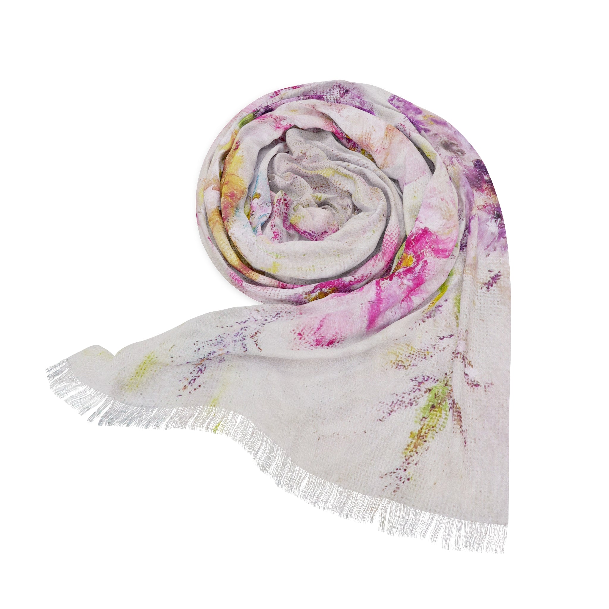 Floral Watercolor Light Scarf – Pastel Garden Spring Wrap