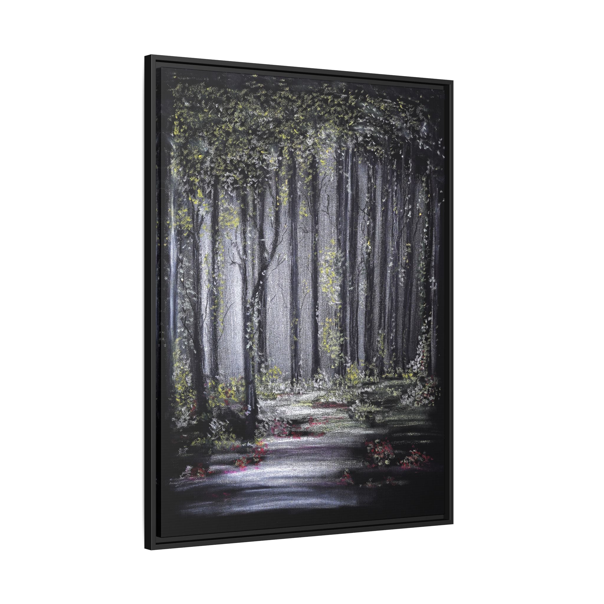 Framed Forest Path Matte Canvas Print — Serene Woodland Wall Art