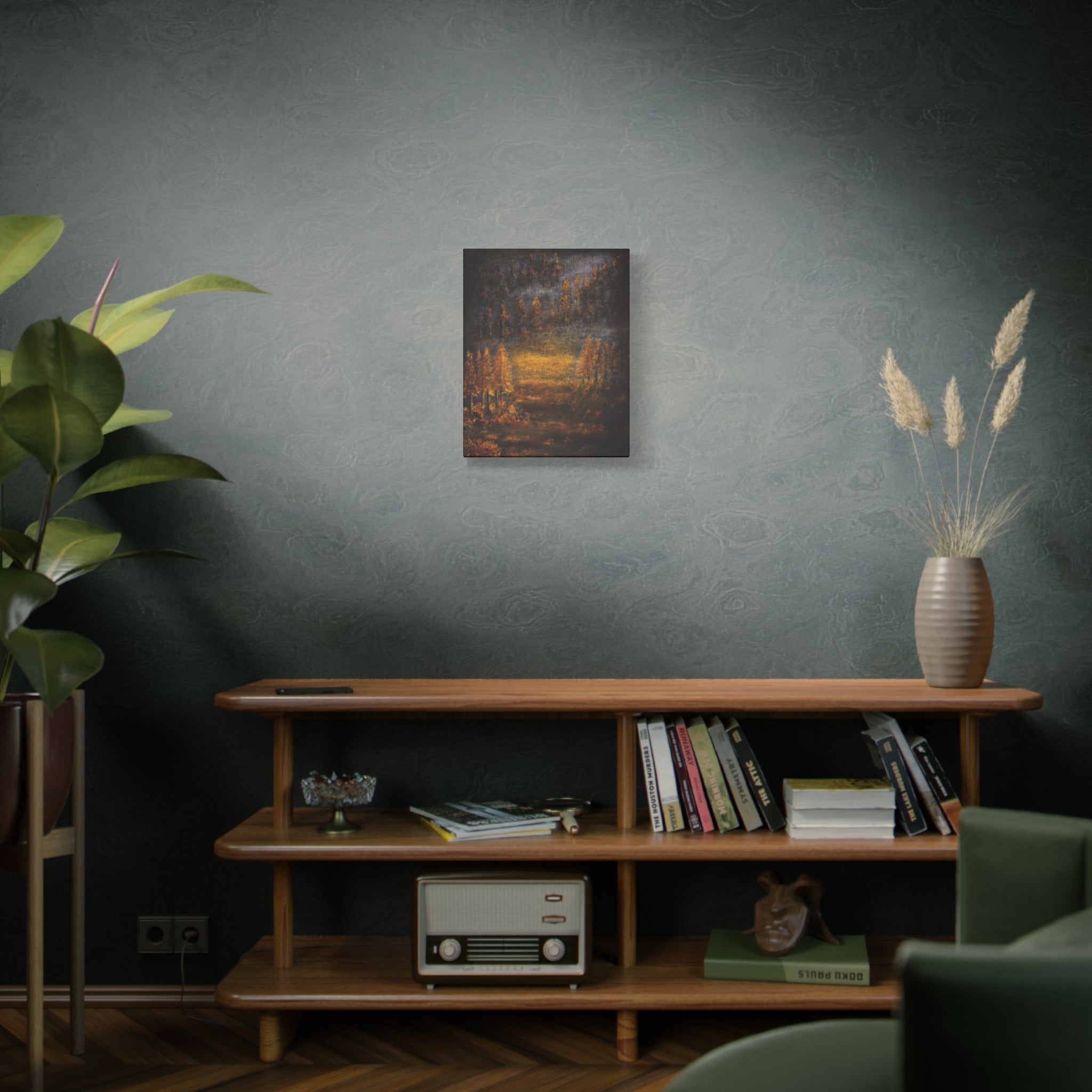 Autumn Mist Canvas Wall Art — Golden Forest Landscape, Matte Stretched Print