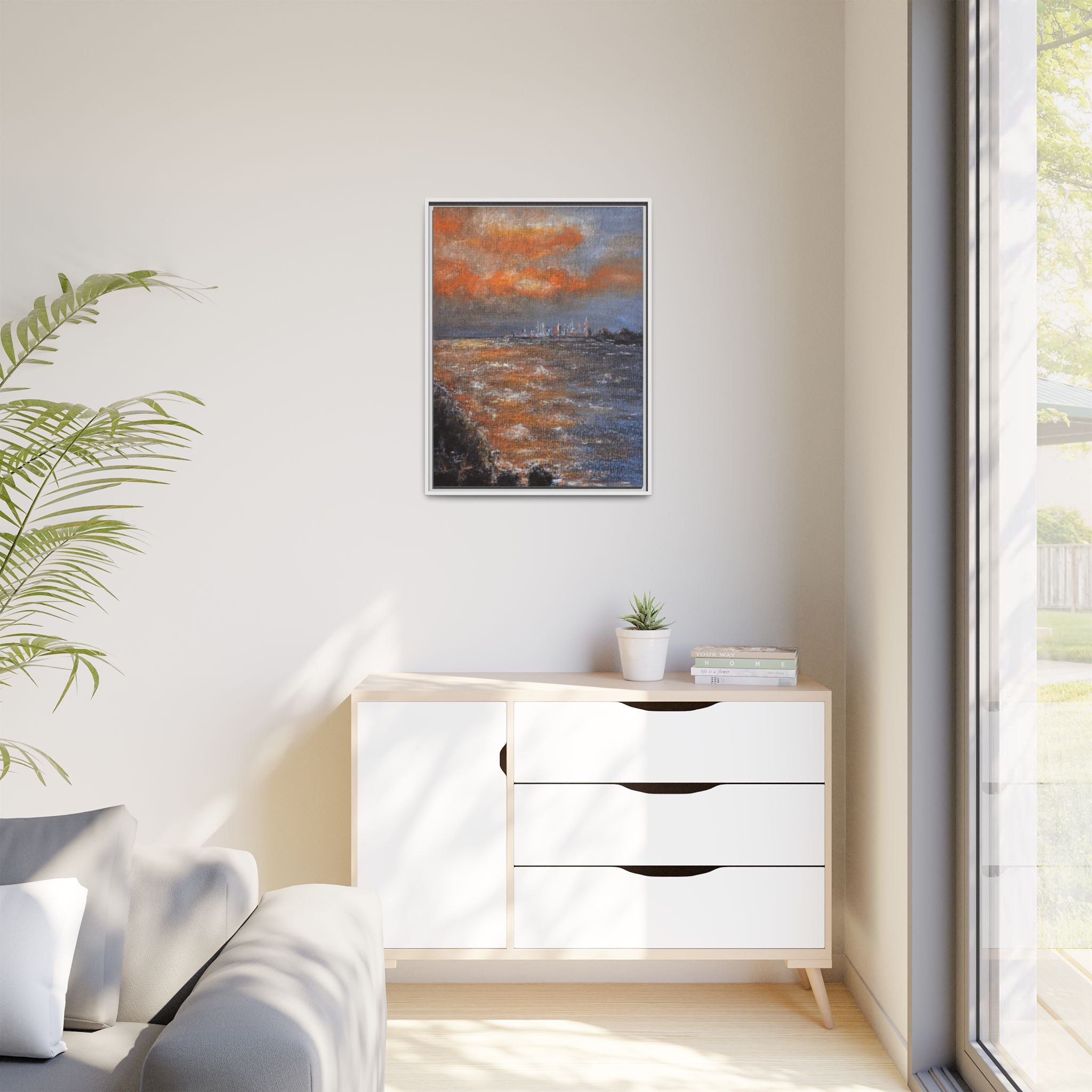 Framed Matte Canvas Print — Coastal Sunset Seascape
