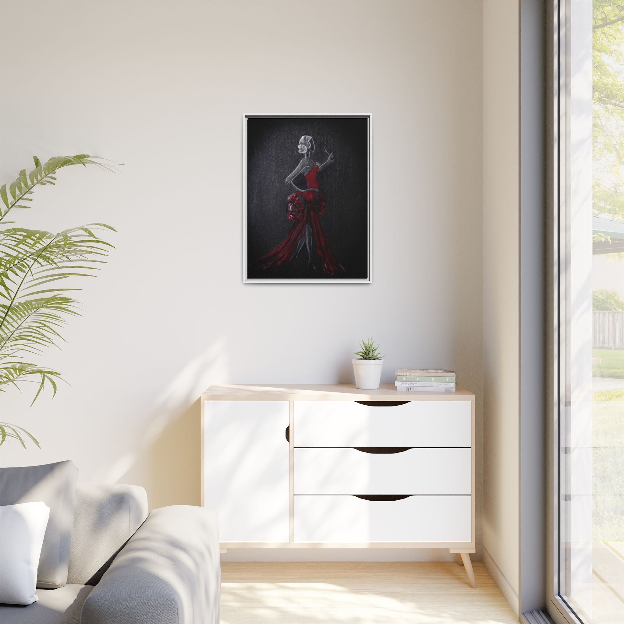 Framed Matte Canvas - Red Flamenco Dancer Art Print