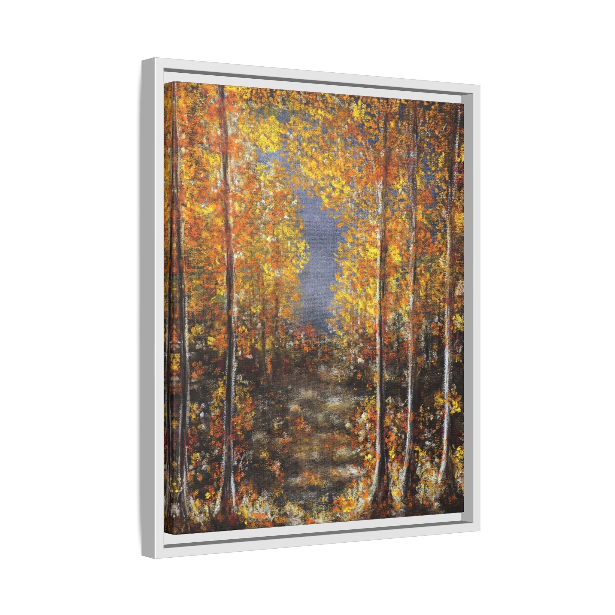 Framed Canvas Art - Autumn Forest Trees Landscape