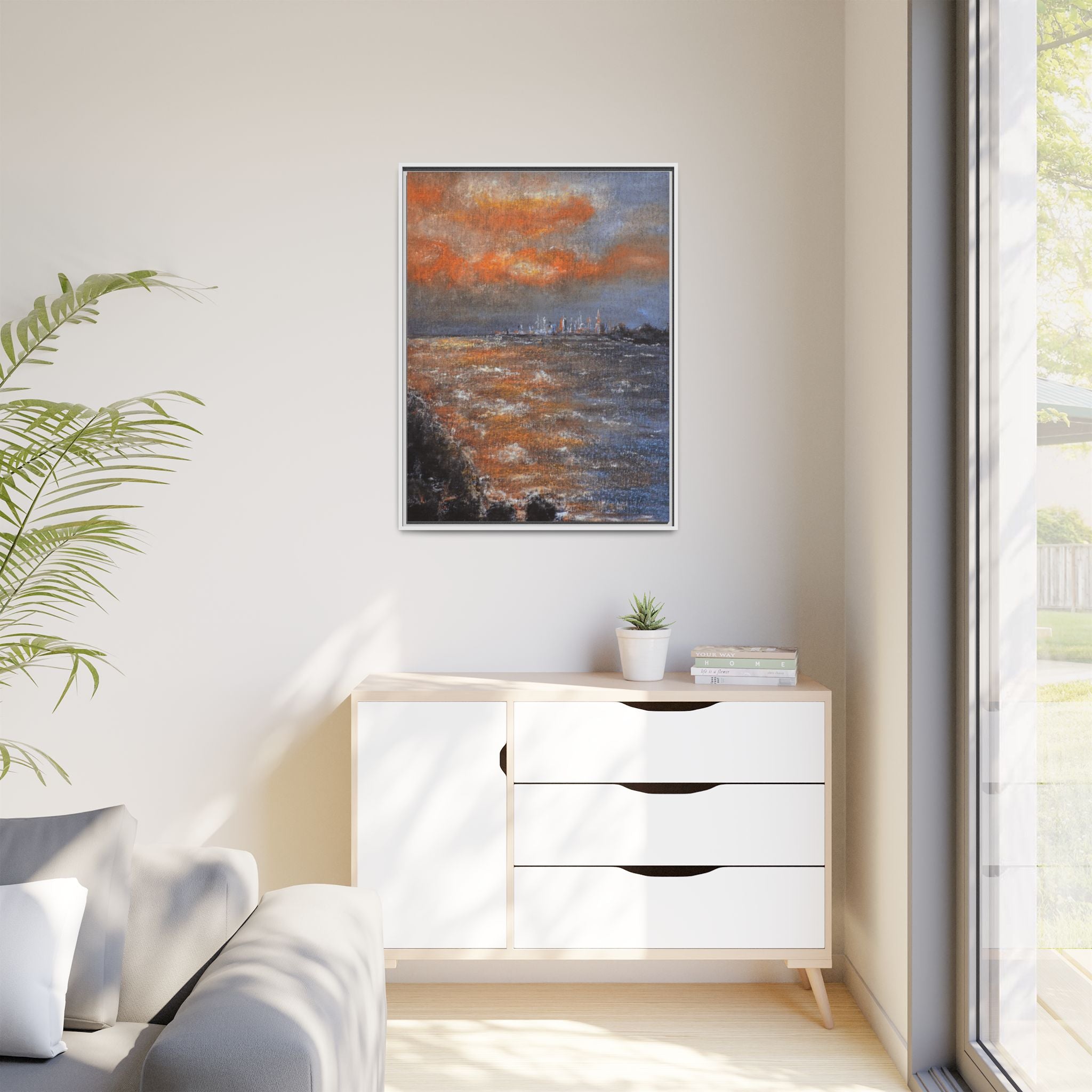 Framed Matte Canvas Print — Coastal Sunset Seascape