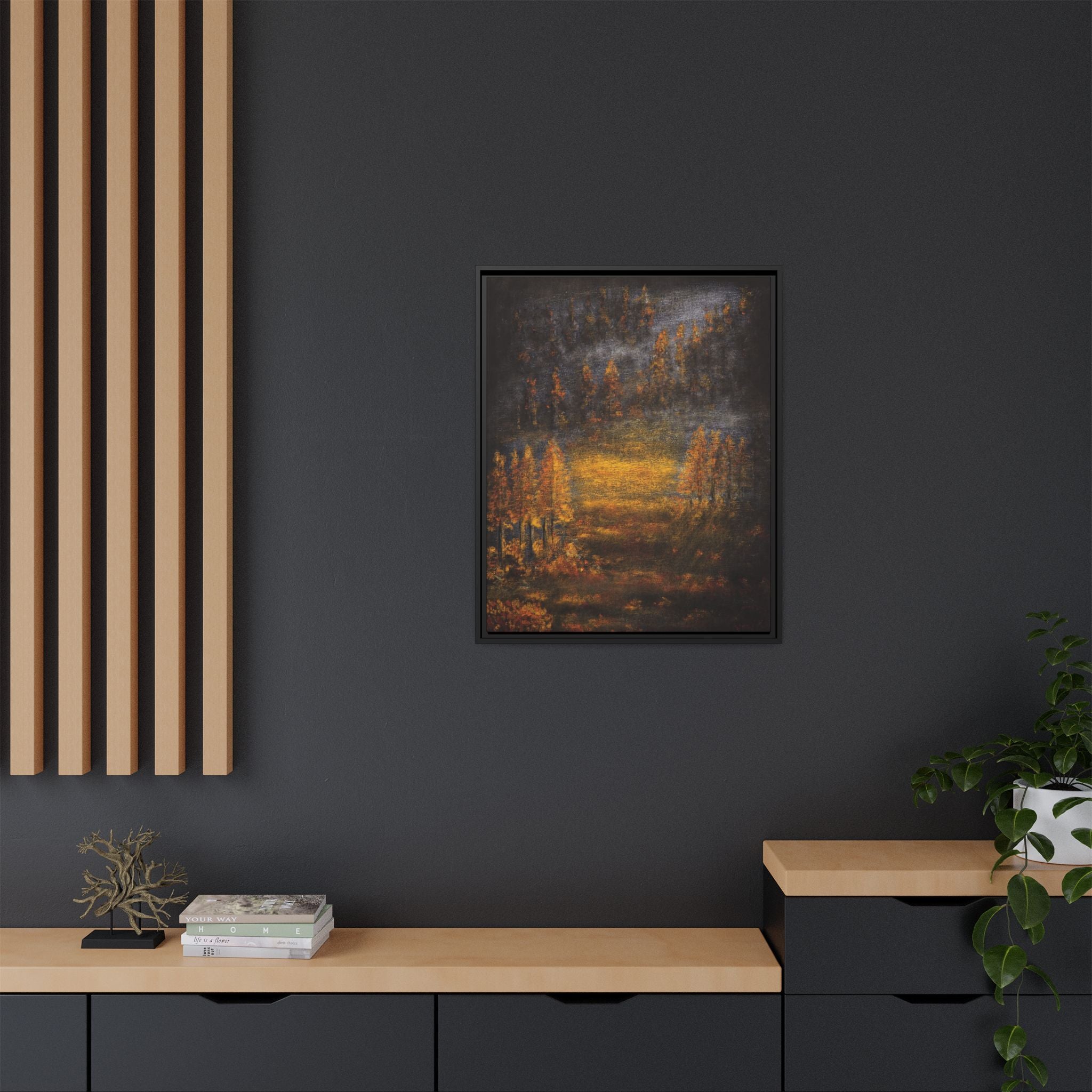 Autumn Glow Landscape - Framed Matte Canvas Wall Art