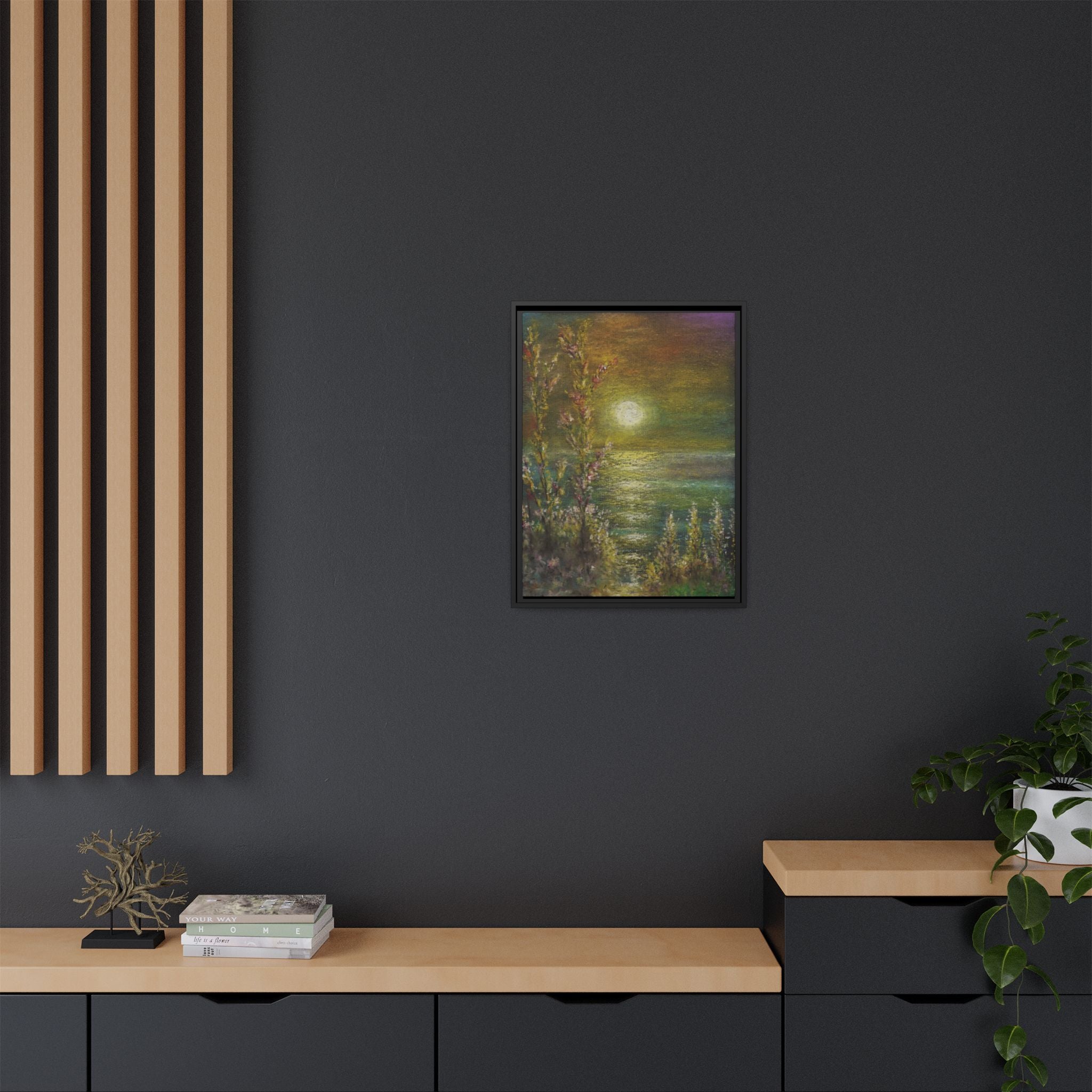 Framed Matte Canvas Print — Tranquil Moonlit Seascape