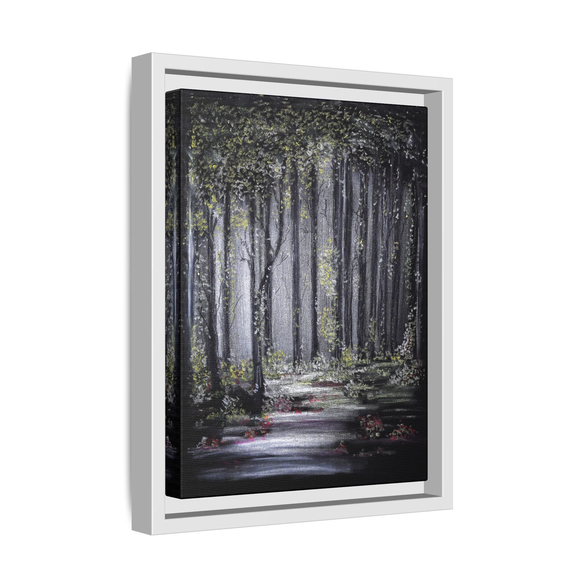 Framed Forest Path Matte Canvas Print — Serene Woodland Wall Art