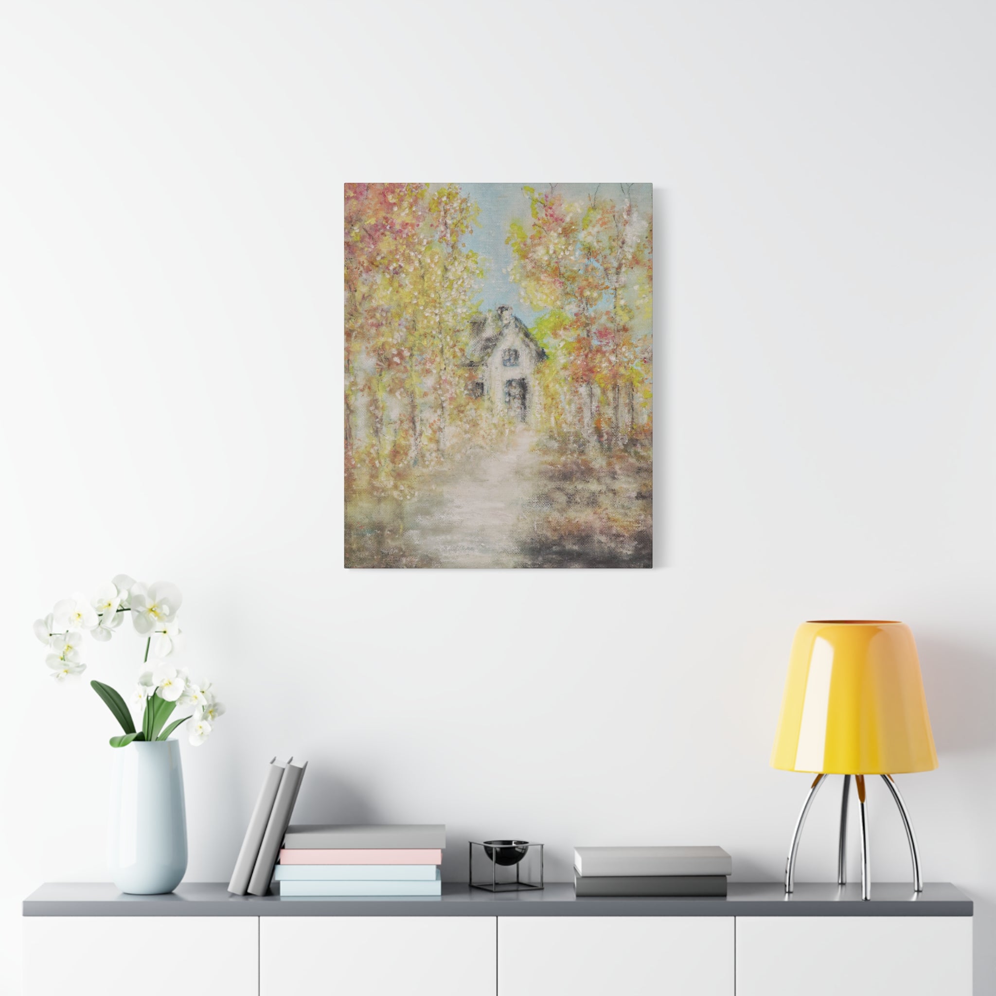Autumn Cottage Canvas Print — Stretched Matte Wall Art