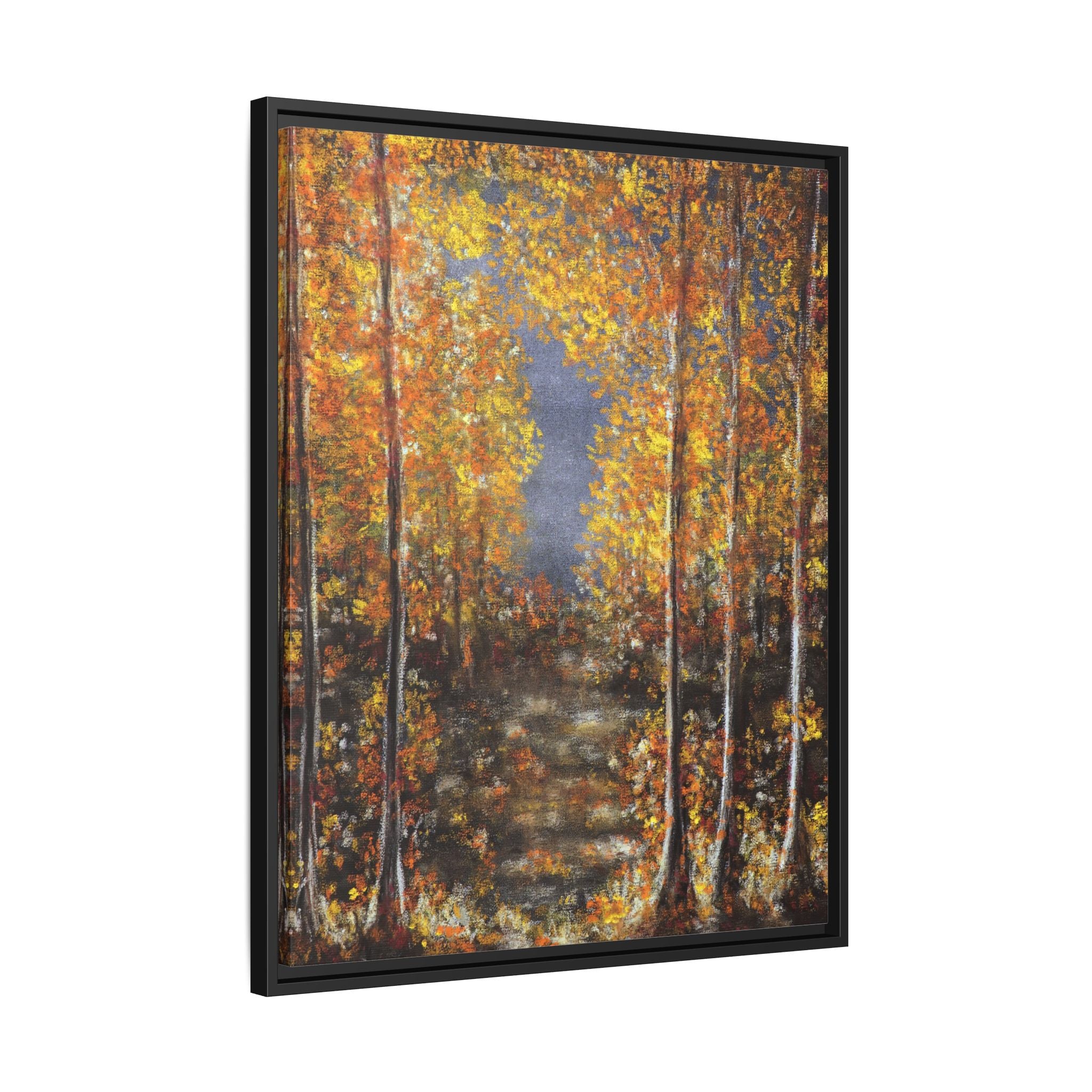 Framed Canvas Art - Autumn Forest Trees Landscape