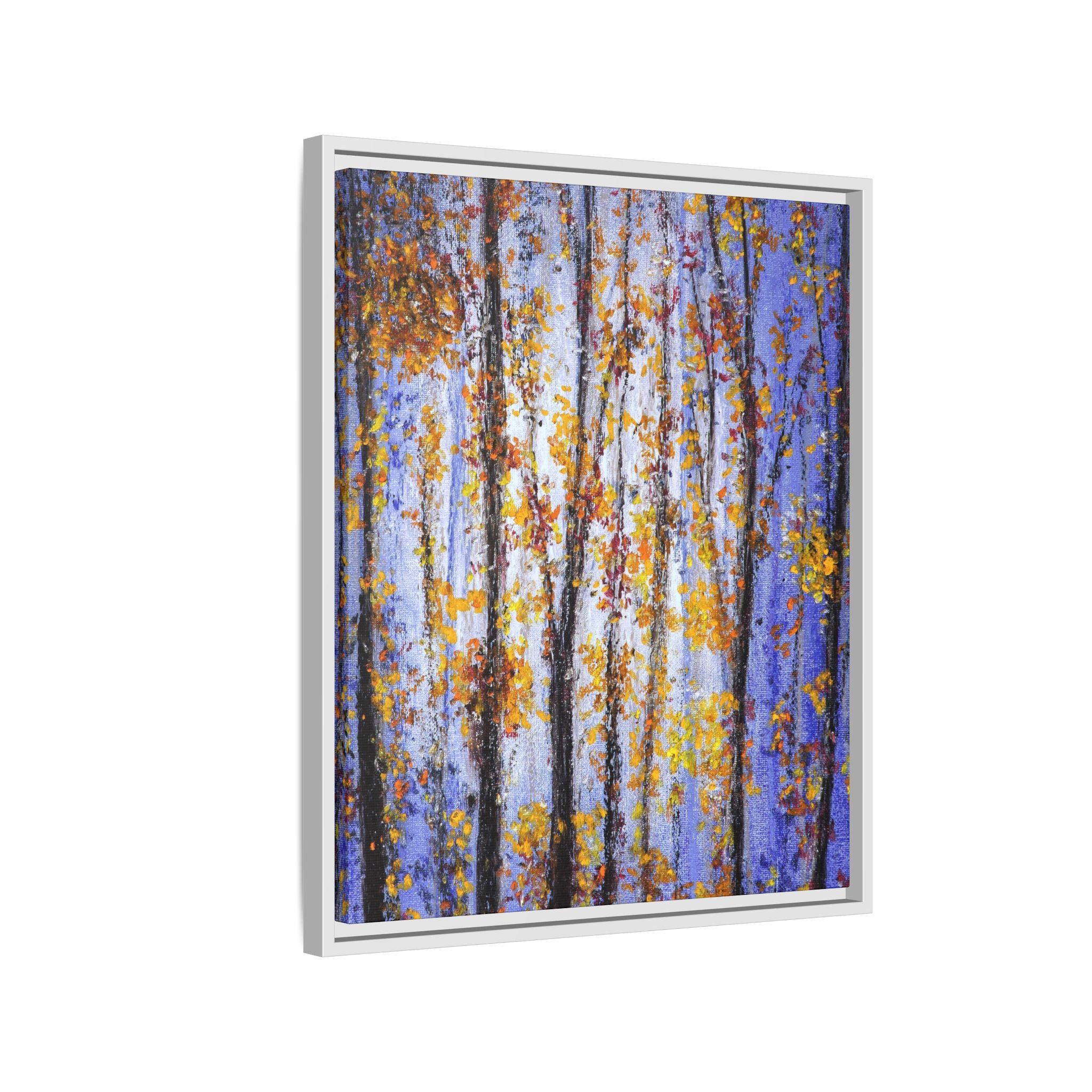 Framed Matte Canvas Art – Autumn Aspen Trees Wall Print