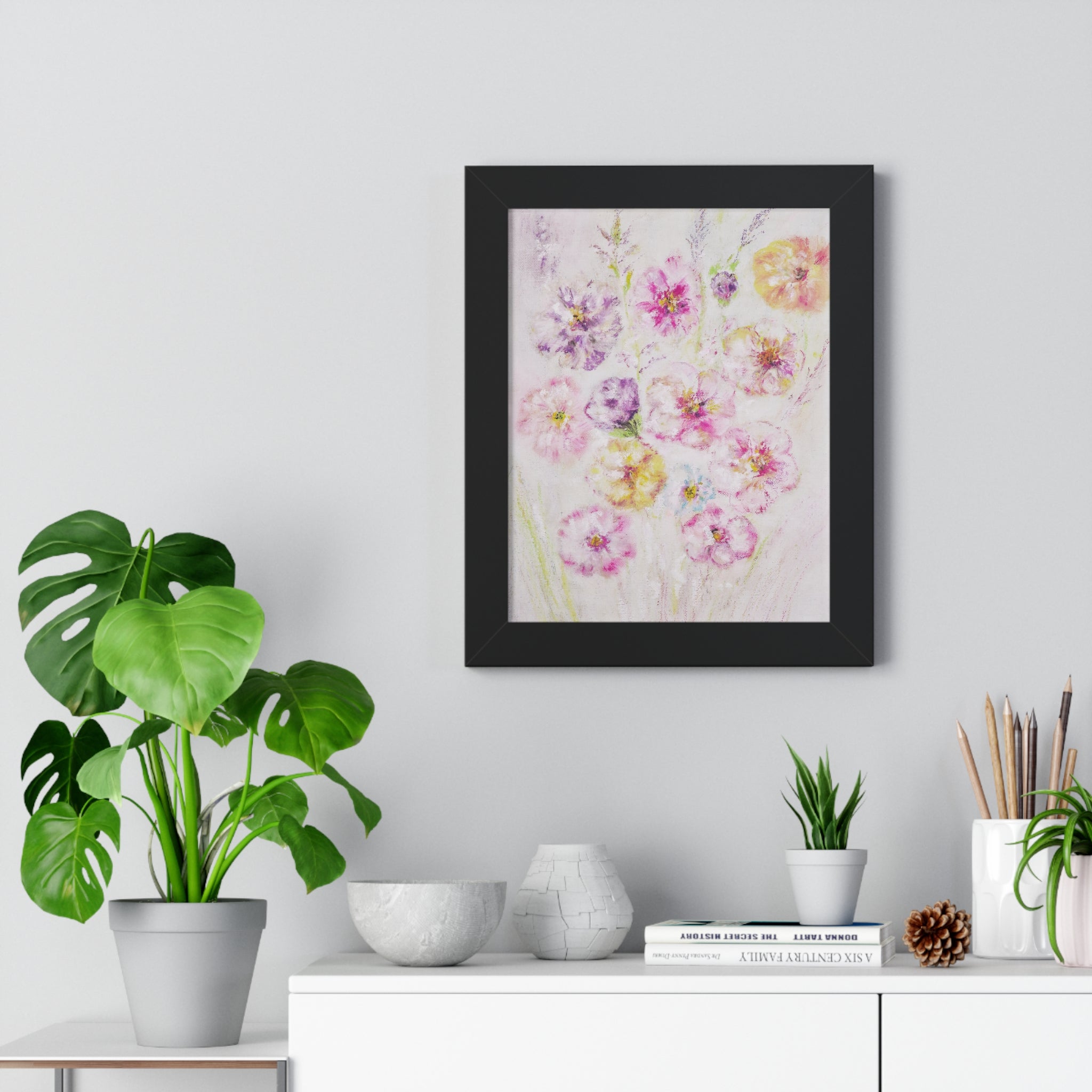 Framed Floral Poster — Soft Pink & Lavender Botanical Wall Art