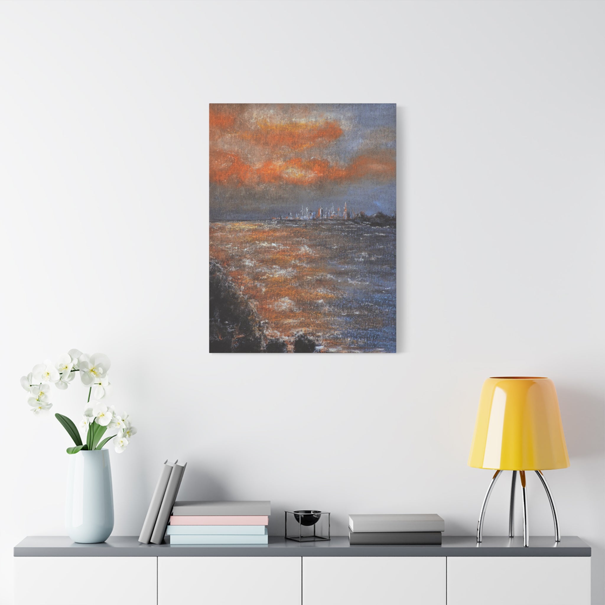 Sunset Coastal Canvas Wall Art — Stretched Matte Landscape Print