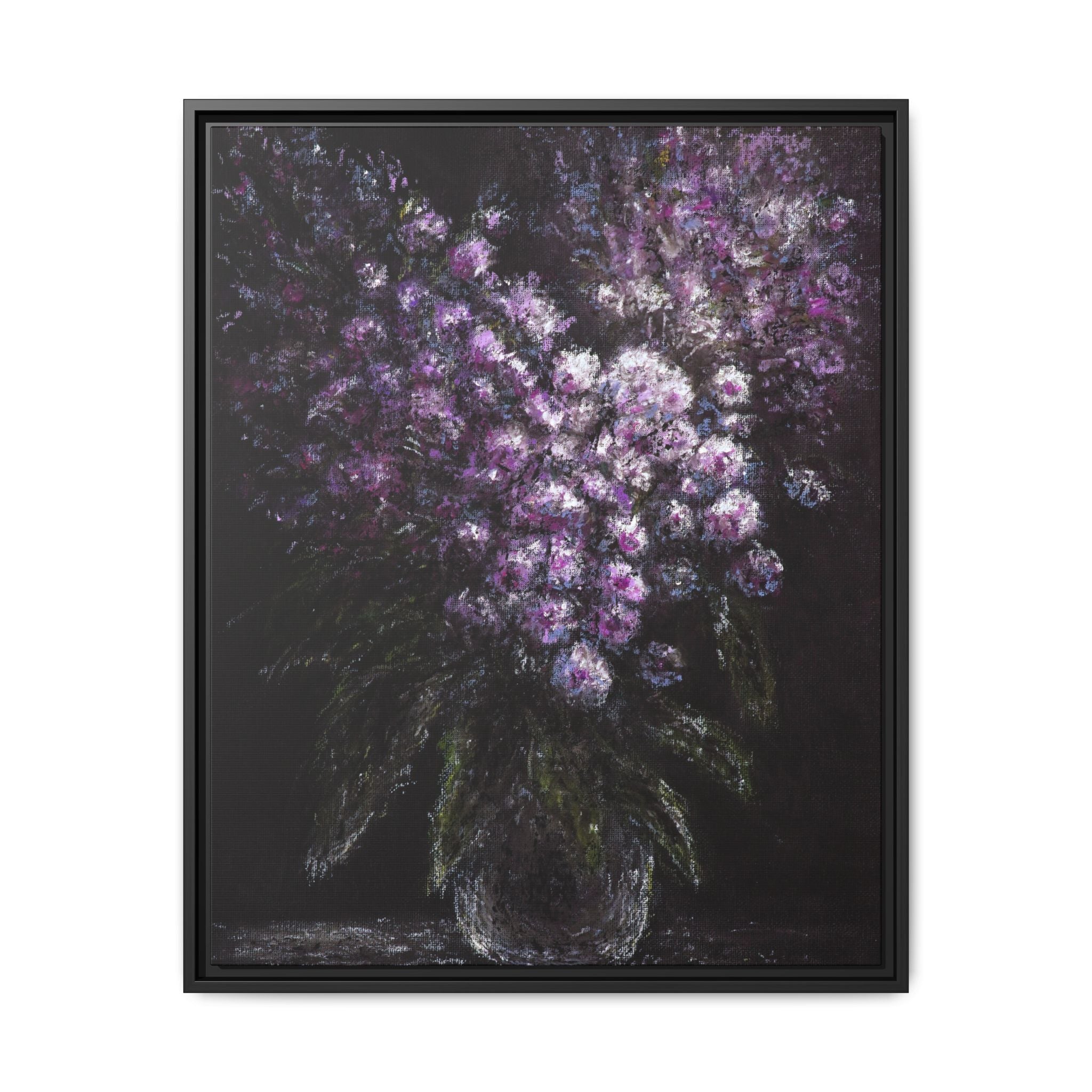 Framed Matte Canvas: Moody Purple Floral Bouquet Wall Art