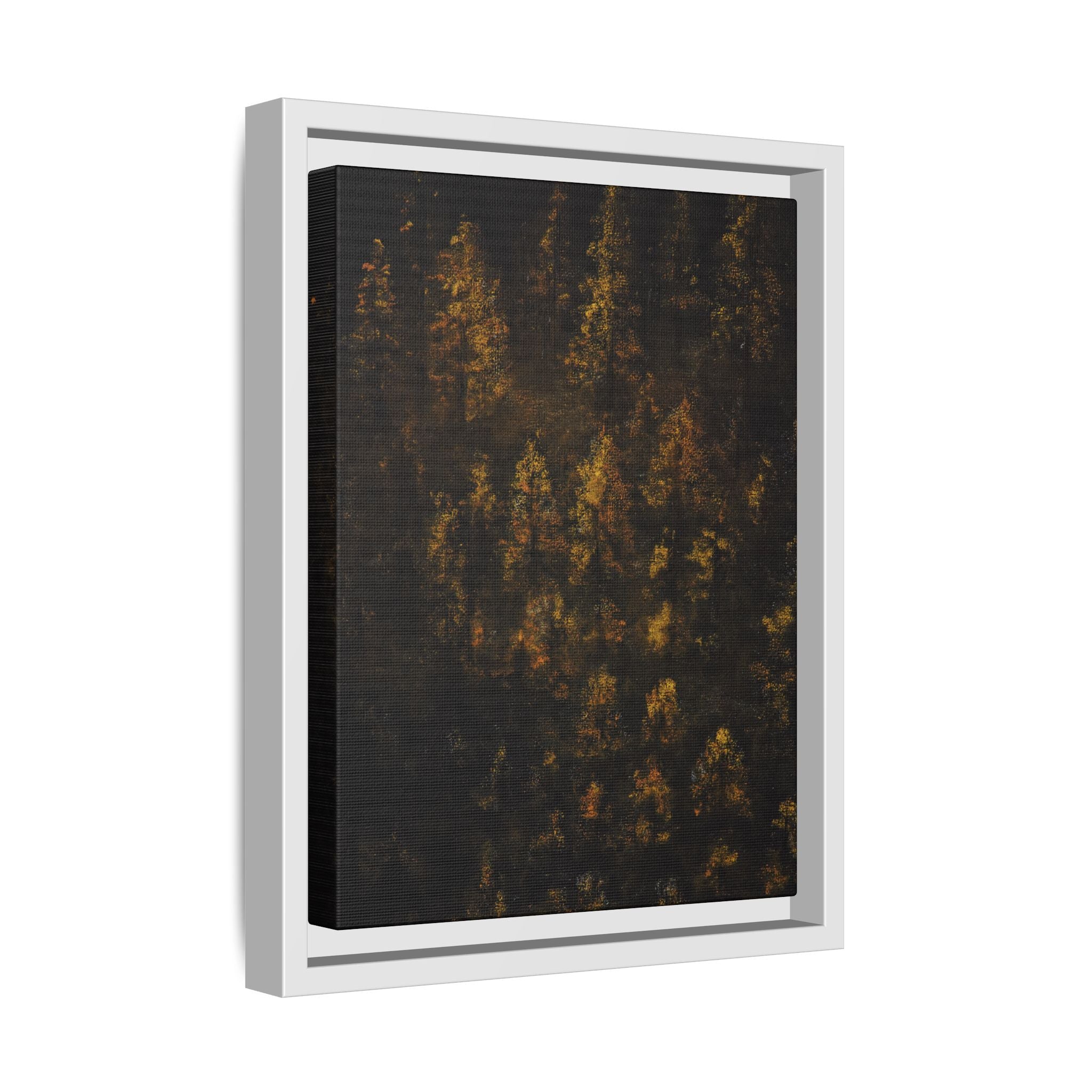 Framed Matte Canvas Forest Print — Golden Autumn Trees Wall Art