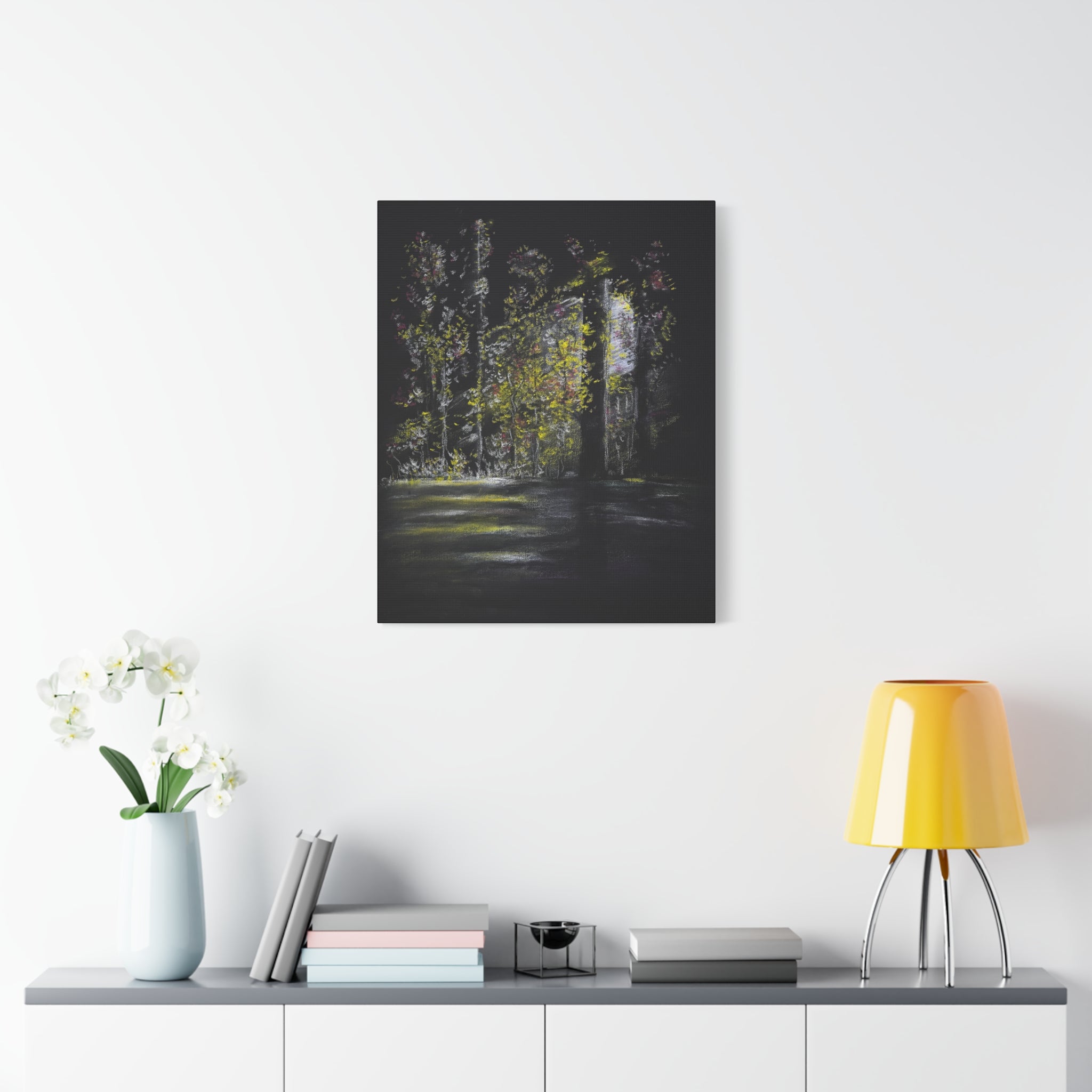 Matte Canvas - Moonlit Forest Landscape Stretched Art Print