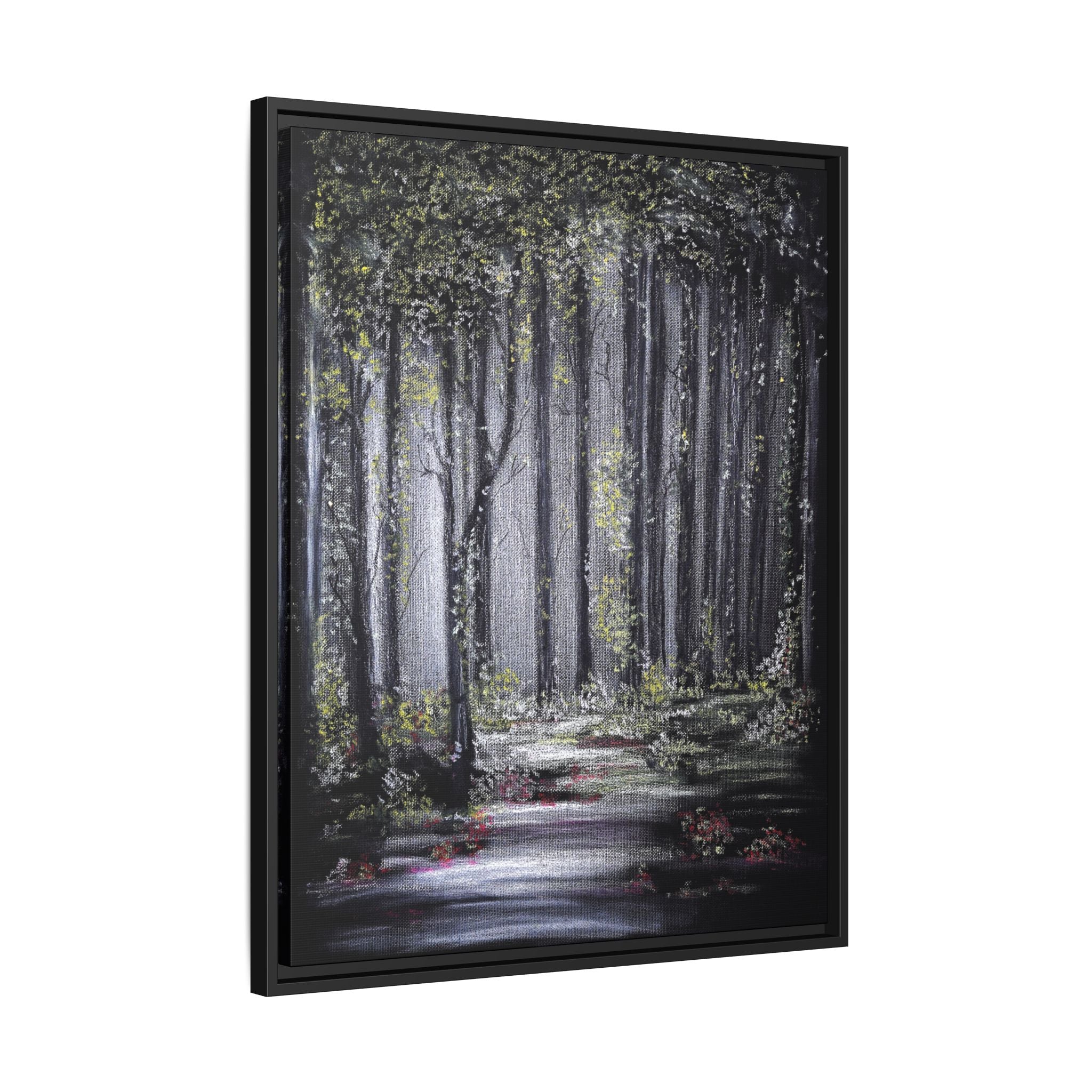 Framed Forest Path Matte Canvas Print — Serene Woodland Wall Art
