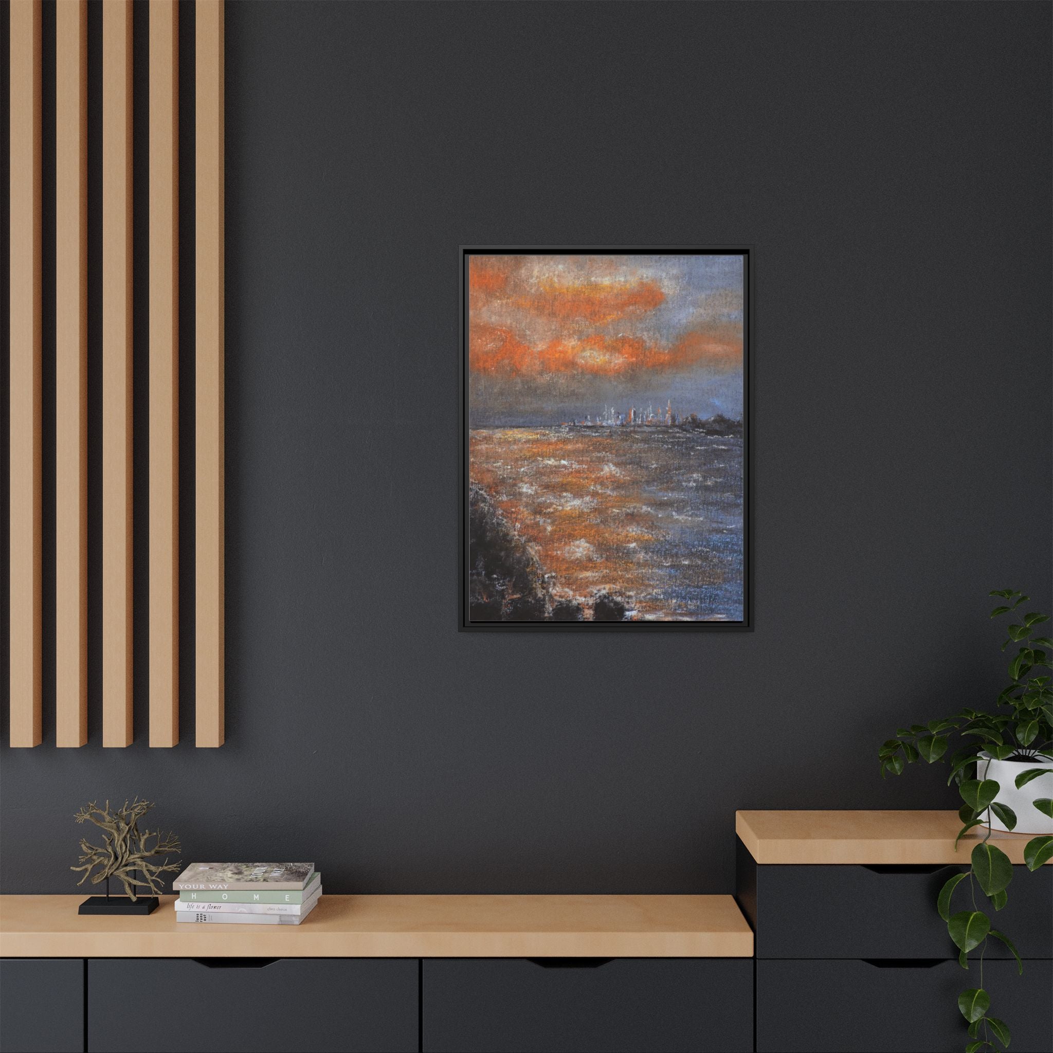 Framed Matte Canvas Print — Coastal Sunset Seascape
