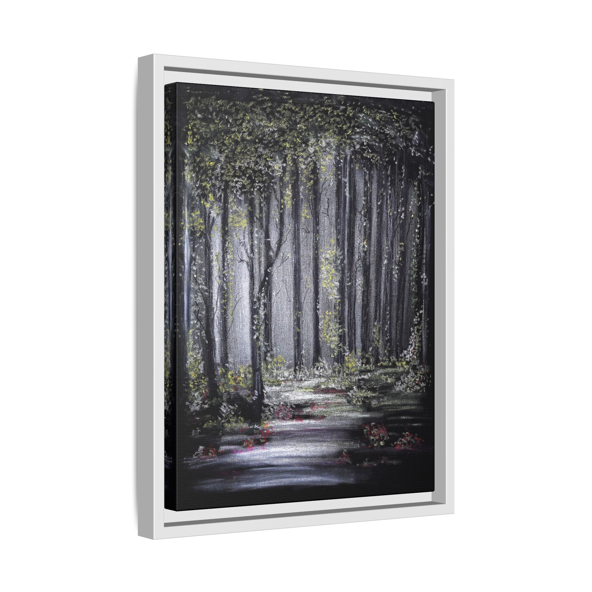 Framed Forest Path Matte Canvas Print — Serene Woodland Wall Art
