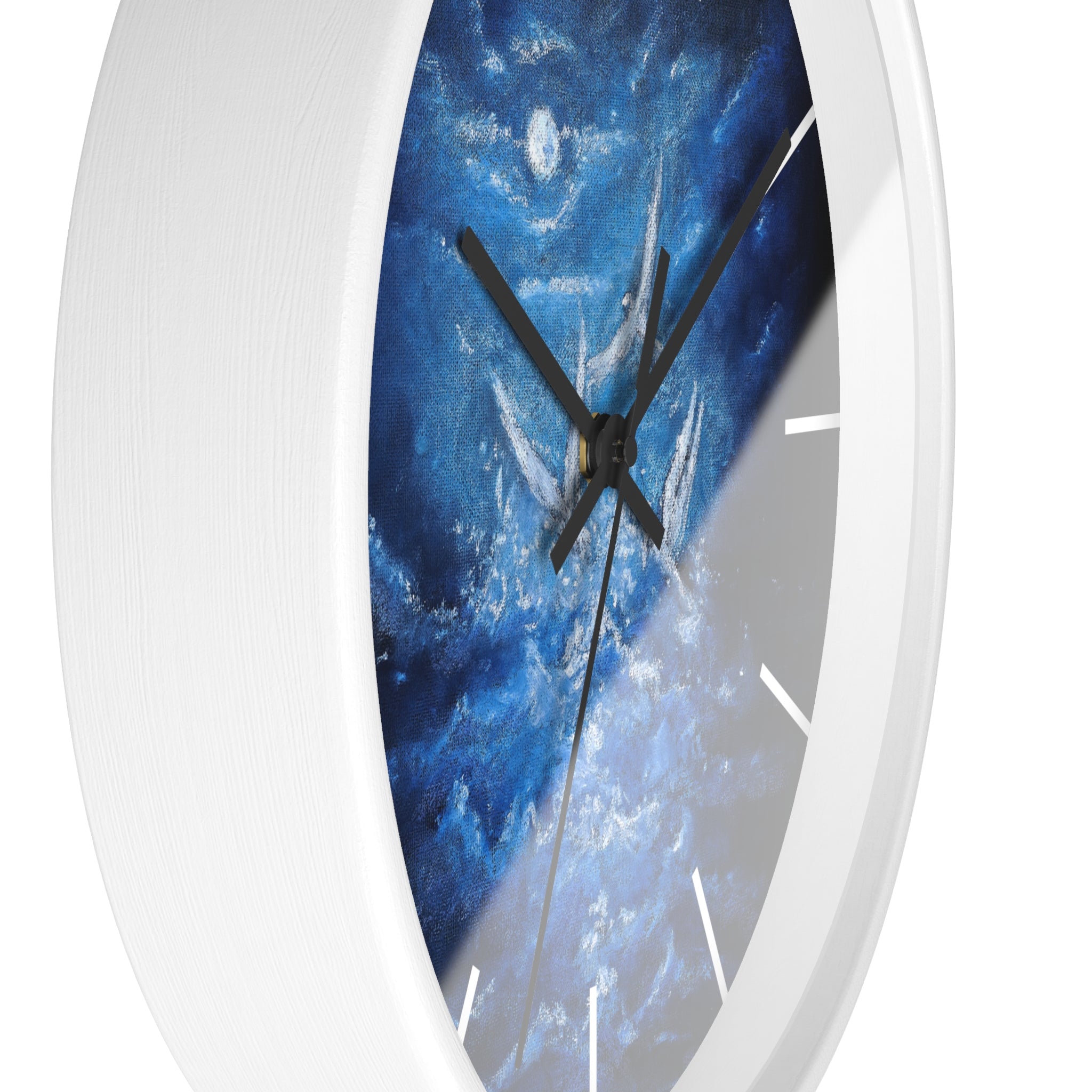 Blue Ocean Birds Wall Clock – Moonlit Sea White Birds Art