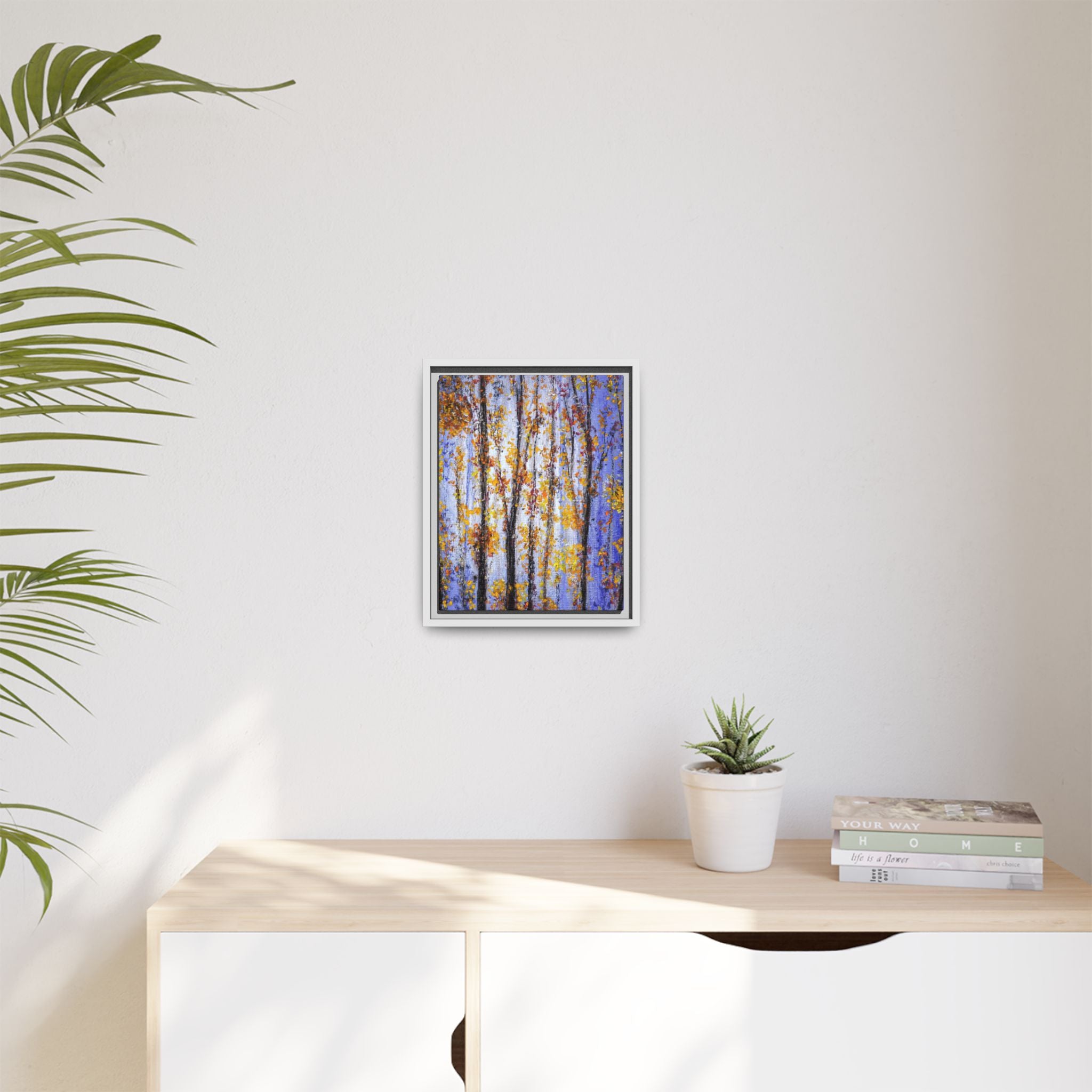 Framed Matte Canvas Art – Autumn Aspen Trees Wall Print