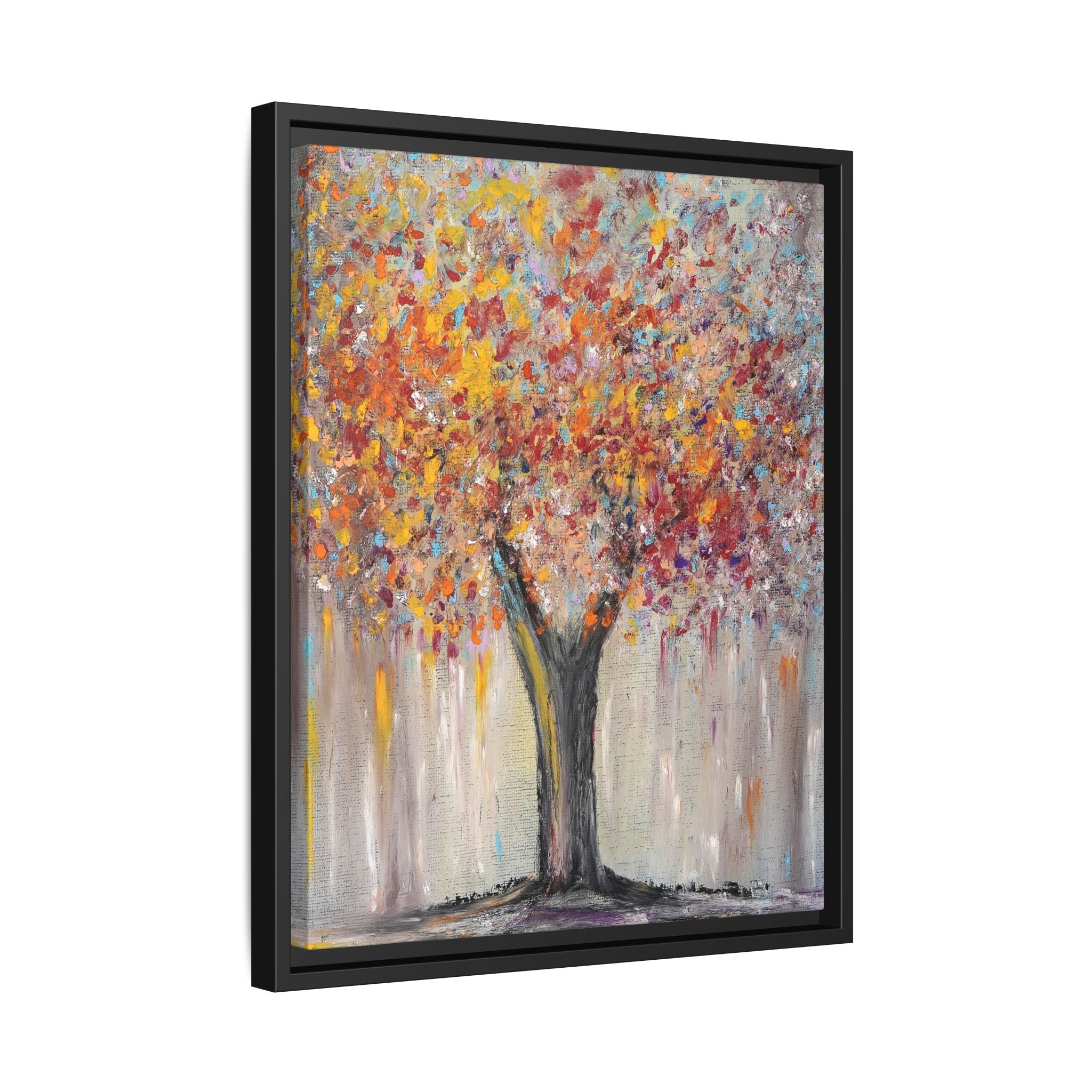 Framed Matte Canvas - Colorful Abstract Tree Wall Art
