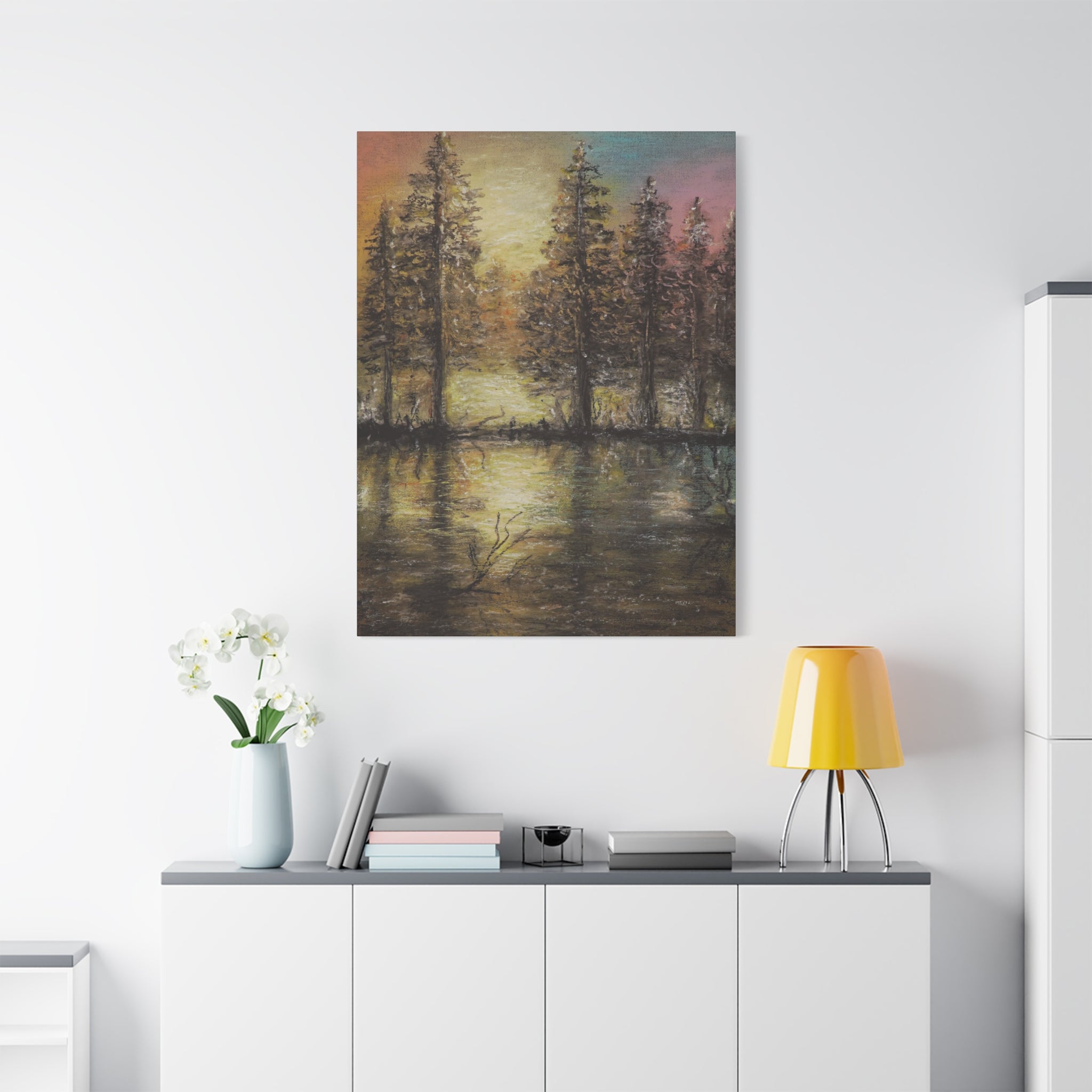 Sunset Forest Reflection Canvas Print
