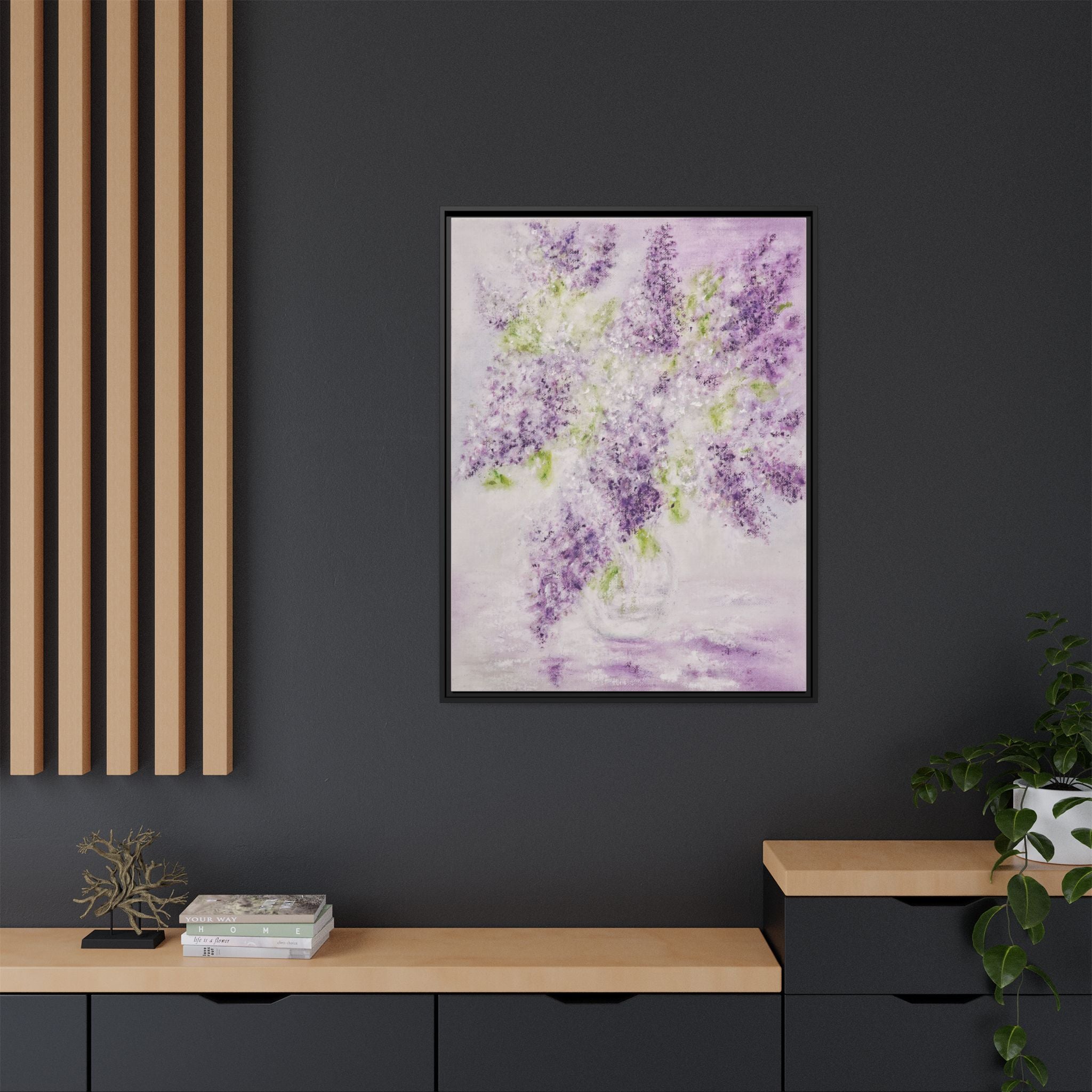 Framed Lilac Canvas Print — Matte Floral Wall Art
