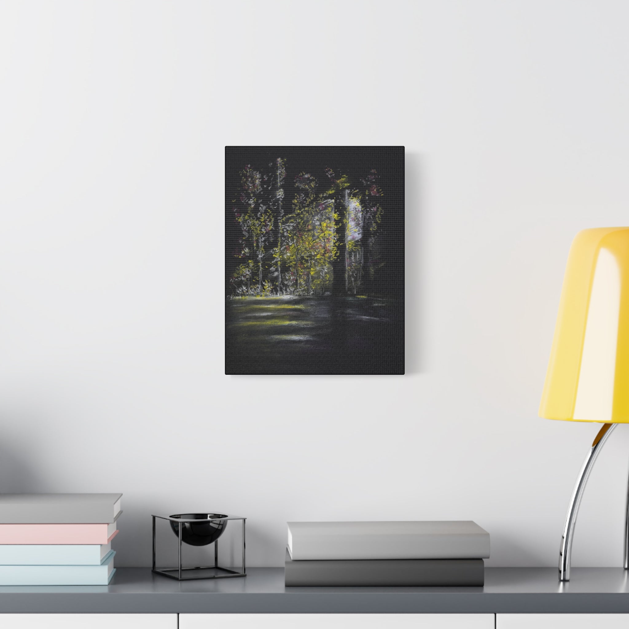 Matte Canvas - Moonlit Forest Landscape Stretched Art Print